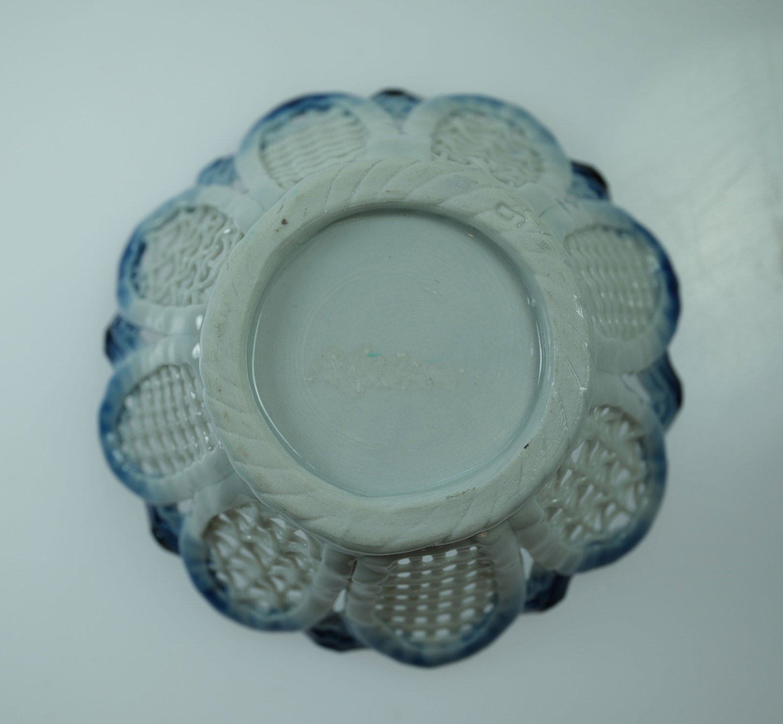 German Porcelain Open Weave Basket Dish - 3