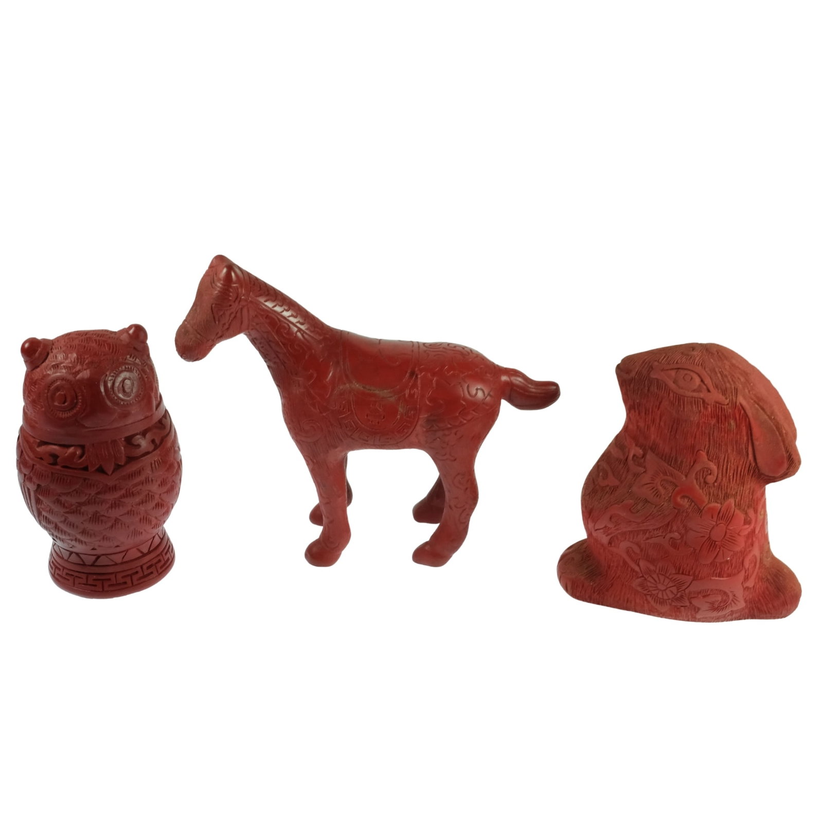 Chinese Cinnabar Animal Ornaments (3 items) (1 of 7)