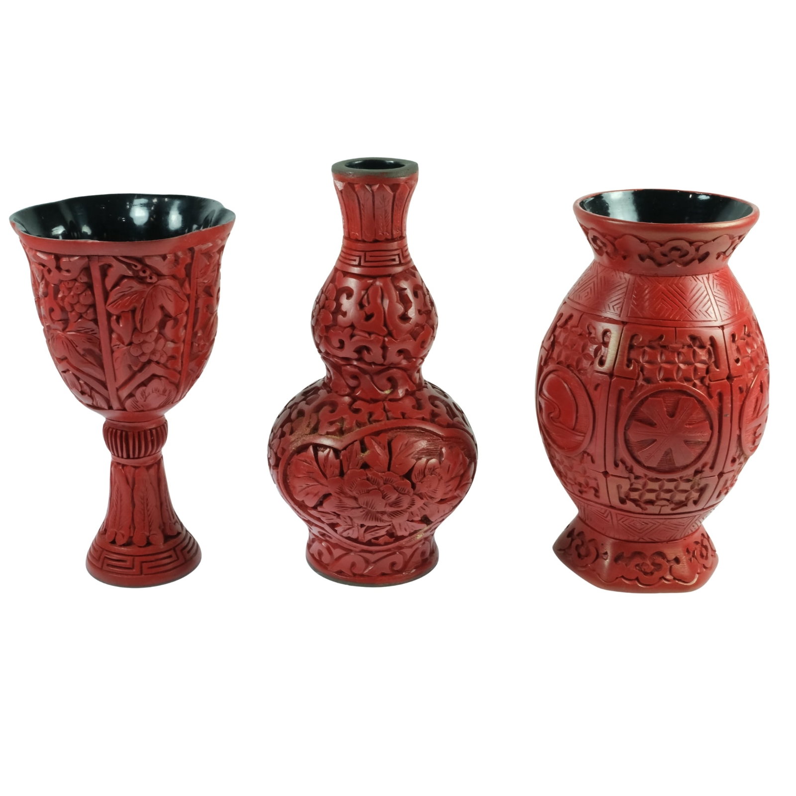 Chinese Cinnabar Ornaments (3 items) (1 of 9)