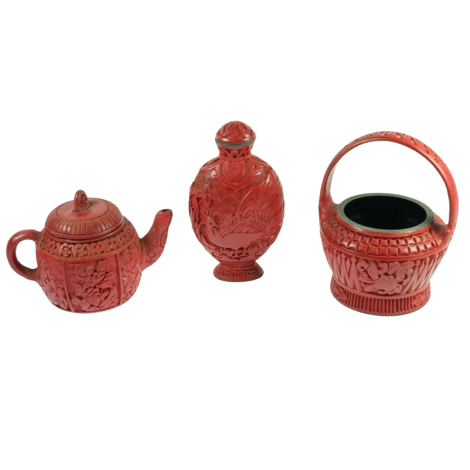Chinese Cinnabar Ornaments (3 items) (1 of 8)