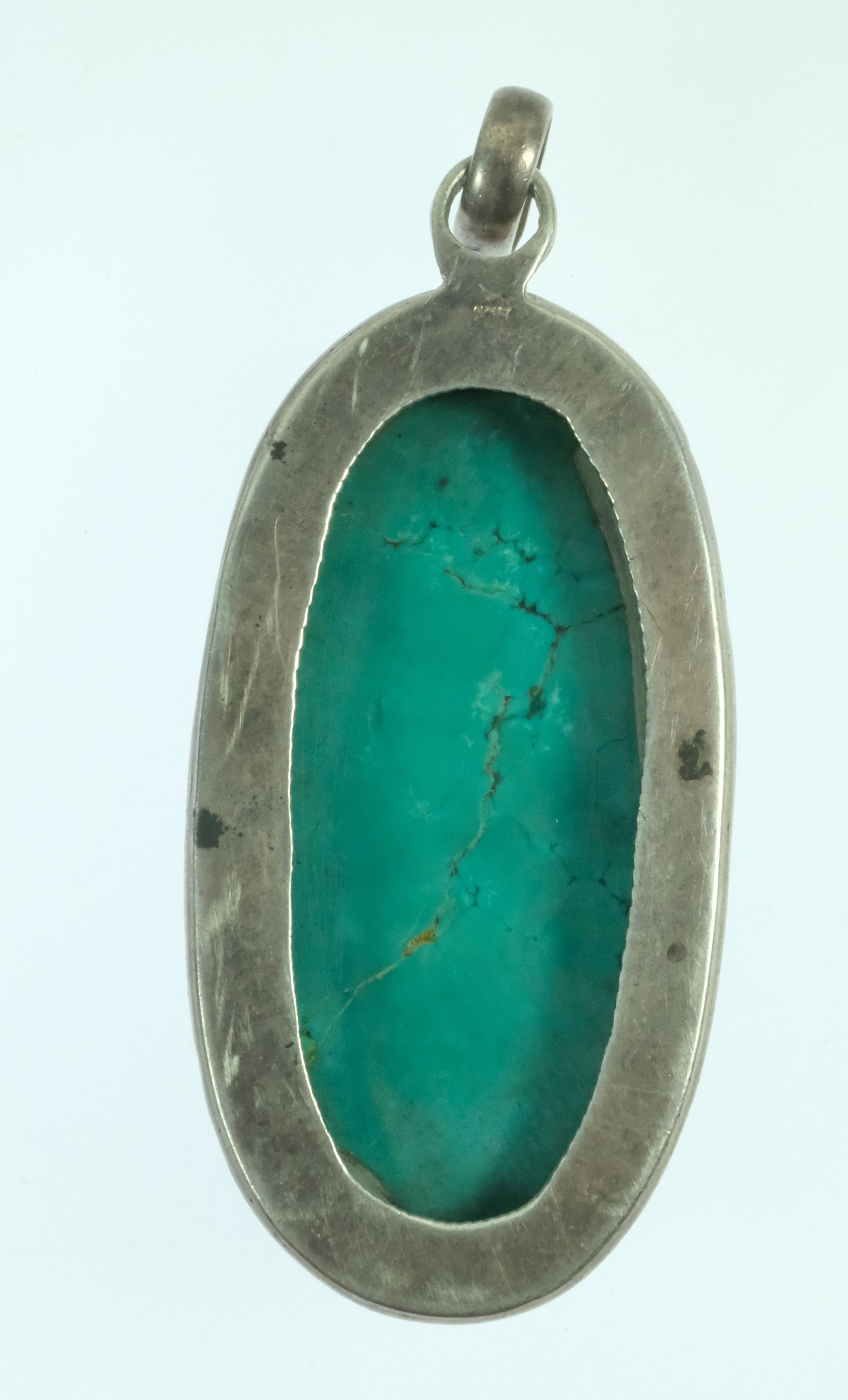 Heavy Turquoise Pendant in Sterling (925) Silver - 2