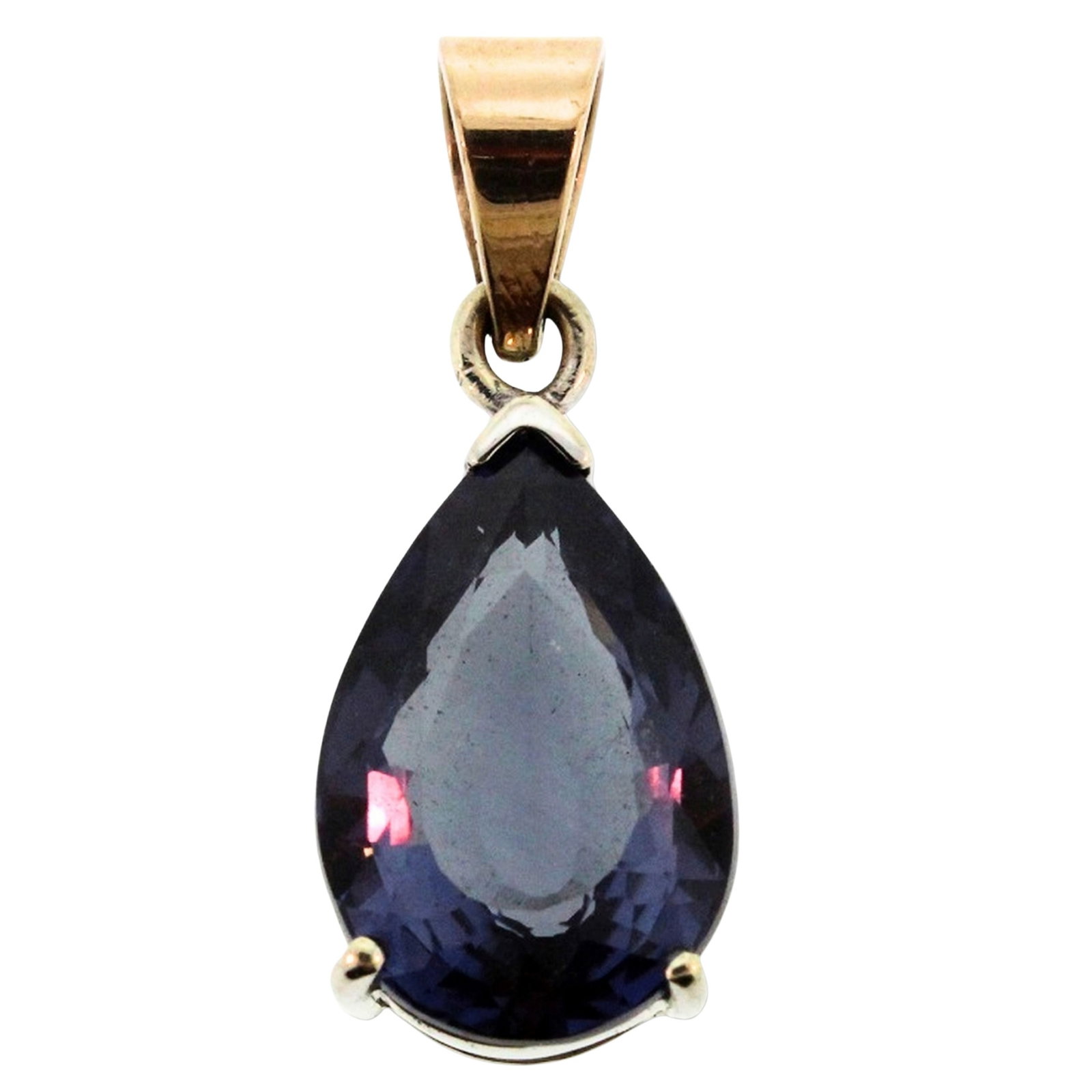 Pendant with simulated Colour-change Stone in a 9ct White Gold Surround: Pear-shaped Size Total weight 5.98gms Medium Necklaces & Pendants