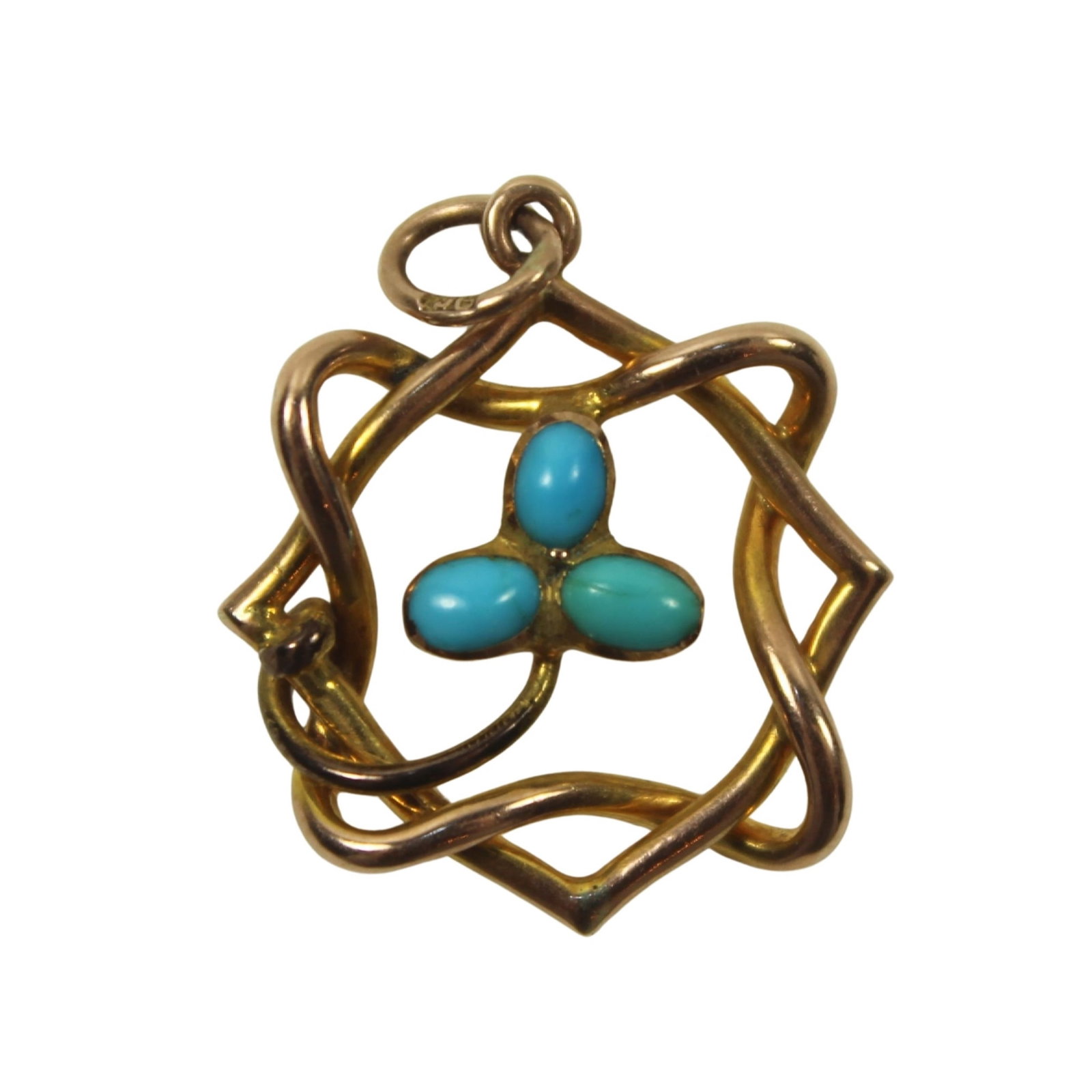 Pendant in 9ct Yellow Gold with central Turquoise beads (1 of 2)