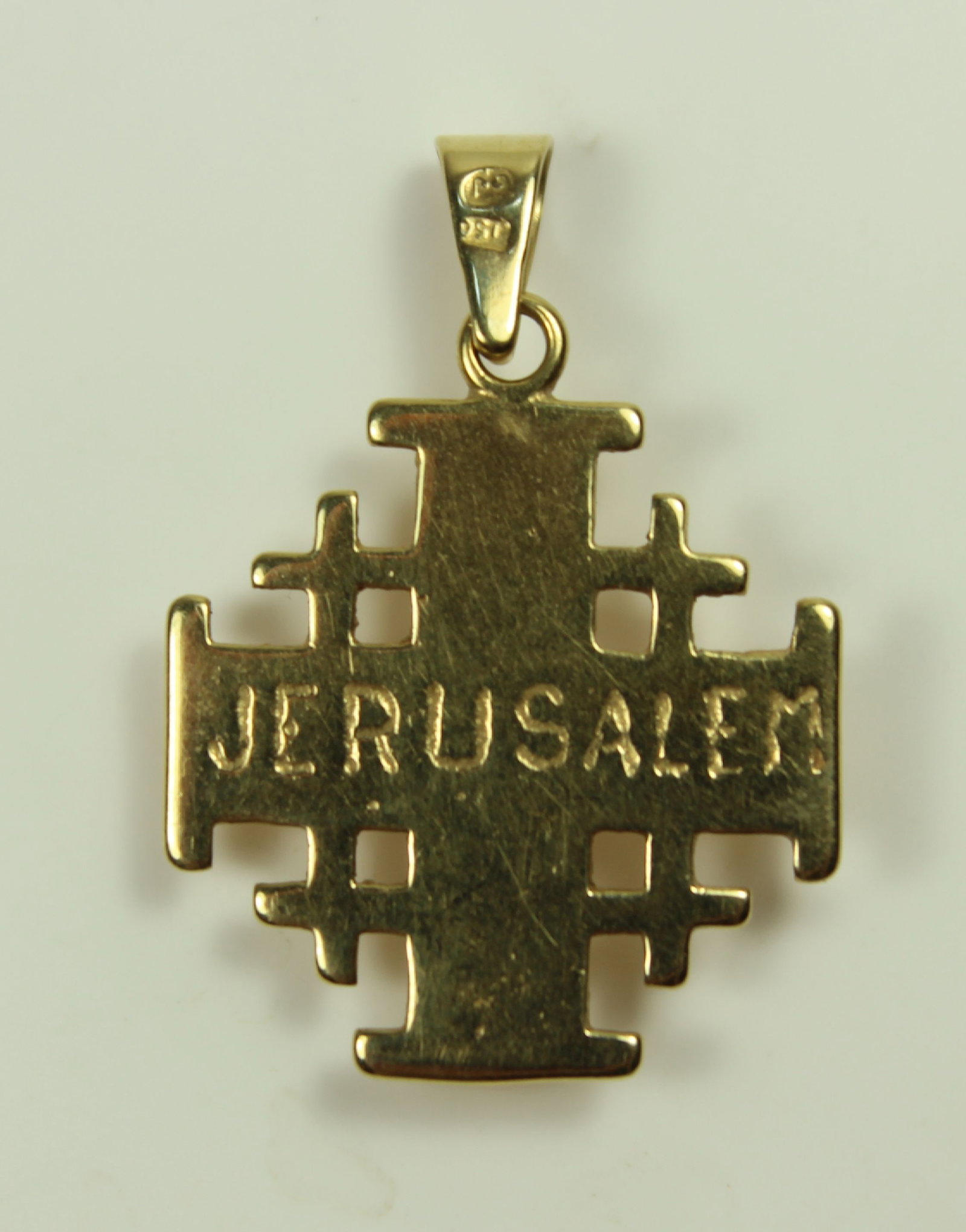 Jerusalem Cross Pendant in 18ct Yellow Gold with Central Diamond - 3