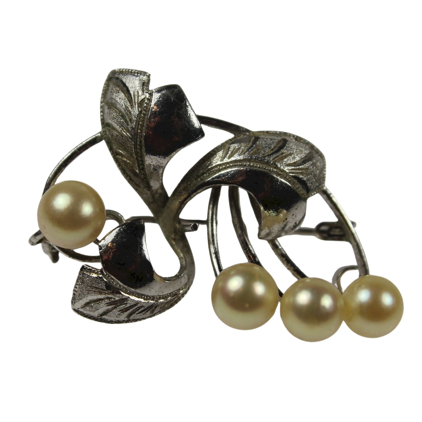 Faux Pearl Costume Brooches (2 items): . Size Total Weight 19 Grams Medium Pins & Brooches
