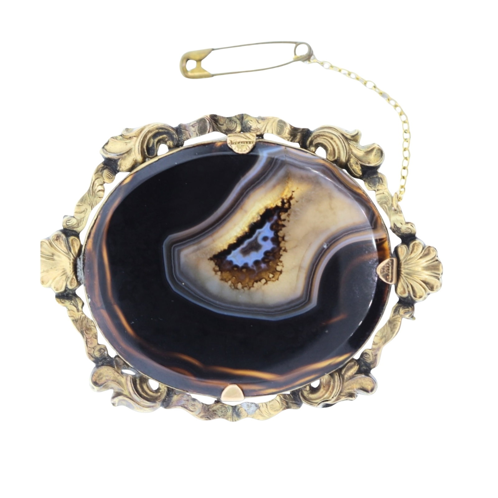 Antique Agate Brooch in 9ct surround: Impressive Size Total weight 25.45gms Medium Pins & Brooches