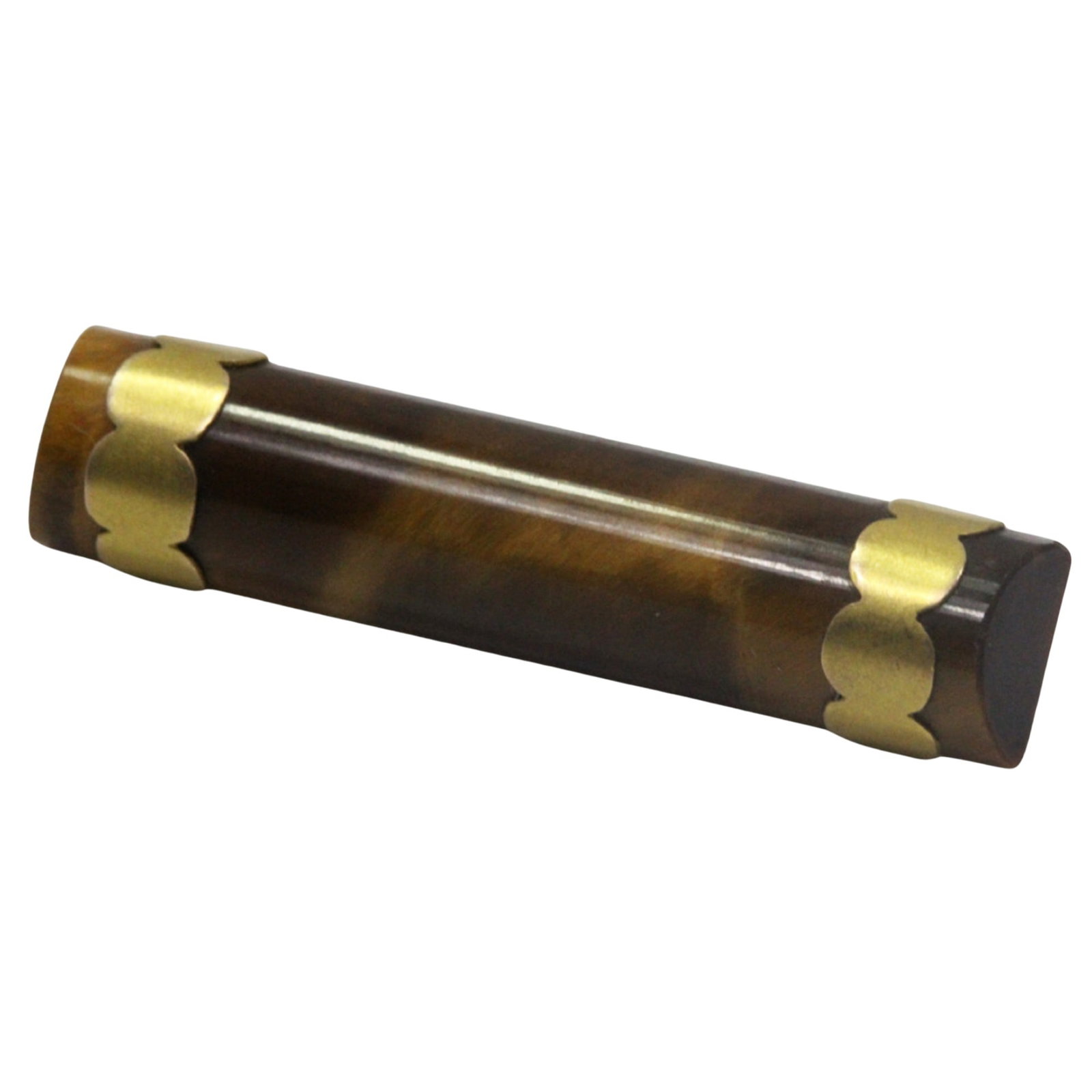 Tiger's Eye Bar Brooch mounted in 10ct Yellow Gold: . Size Total weight 3.85gms Condition Pin is base metal. Inscribed on back 'Mary' Medium Pins & Brooches