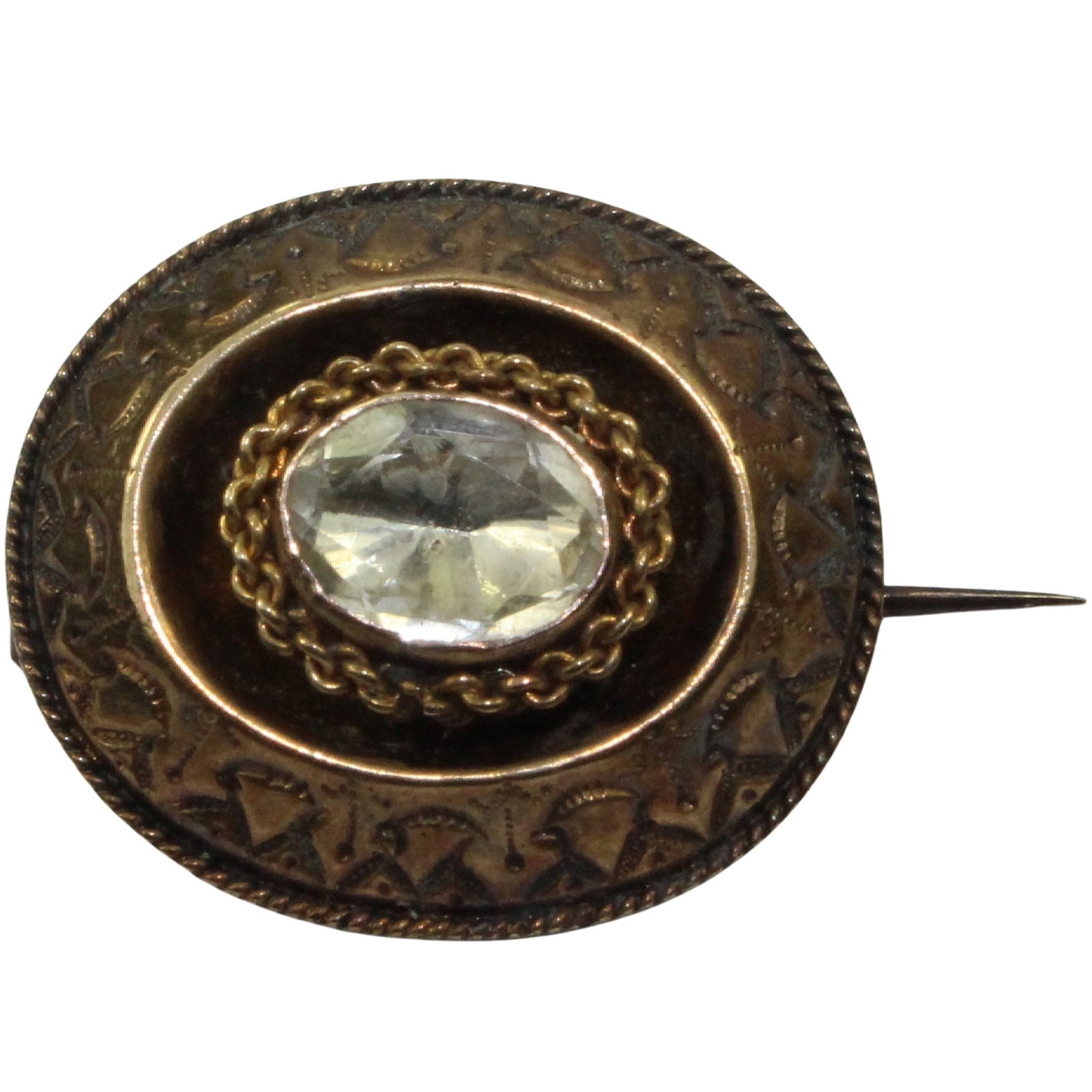 Small Georgian Mourning Brooch in Burnished 18ct Gold: . Size Total weight 3.29gms Medium Pins & Brooches