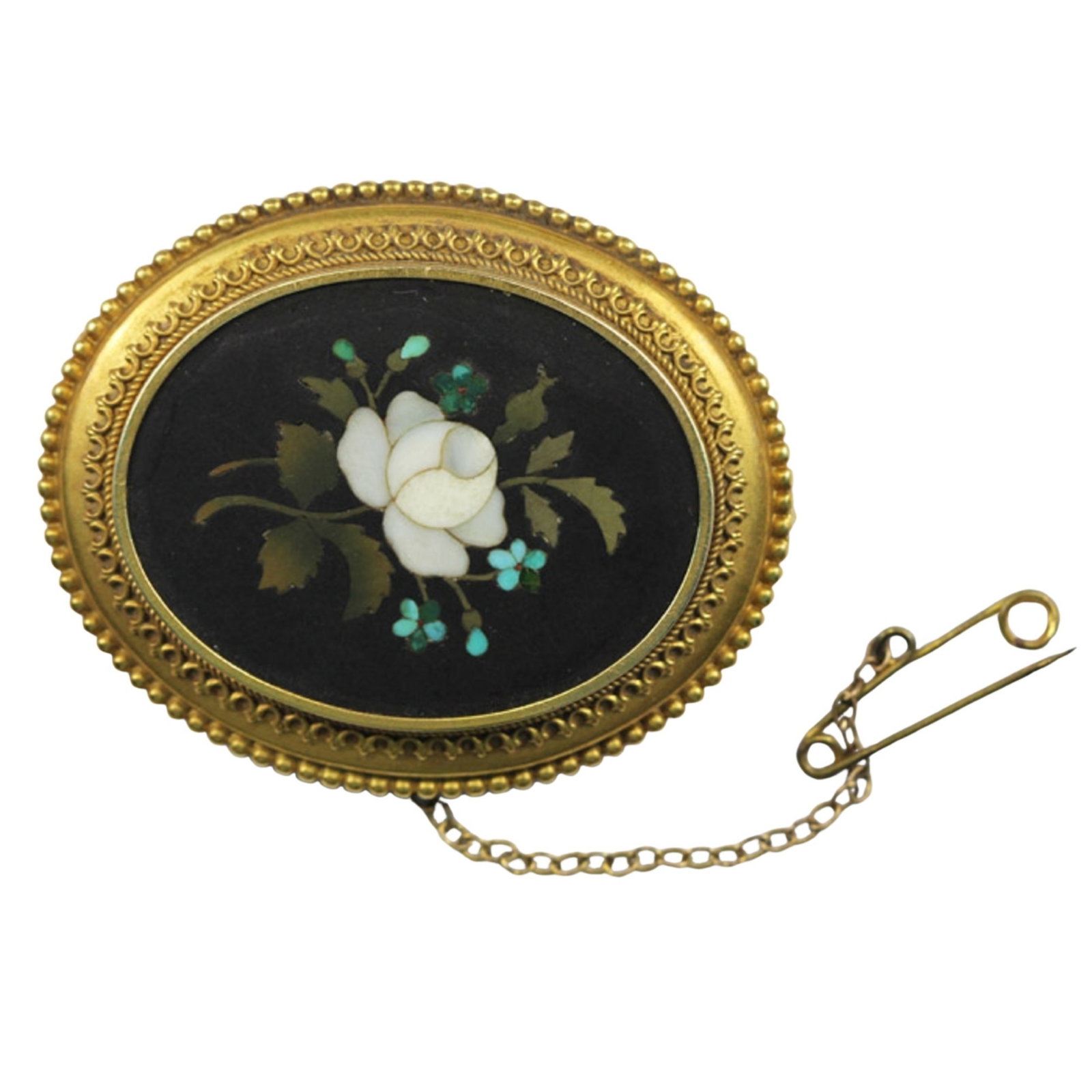 Immaculate Georgian-era Pietra Dura Mourning Brooch in 18ct Yellow Gold (1 of 2)