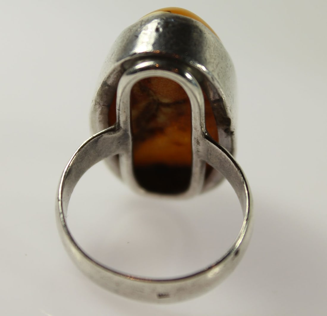 Stylish Butterscotch Amber Ring in Sterling (925) Silver - 2