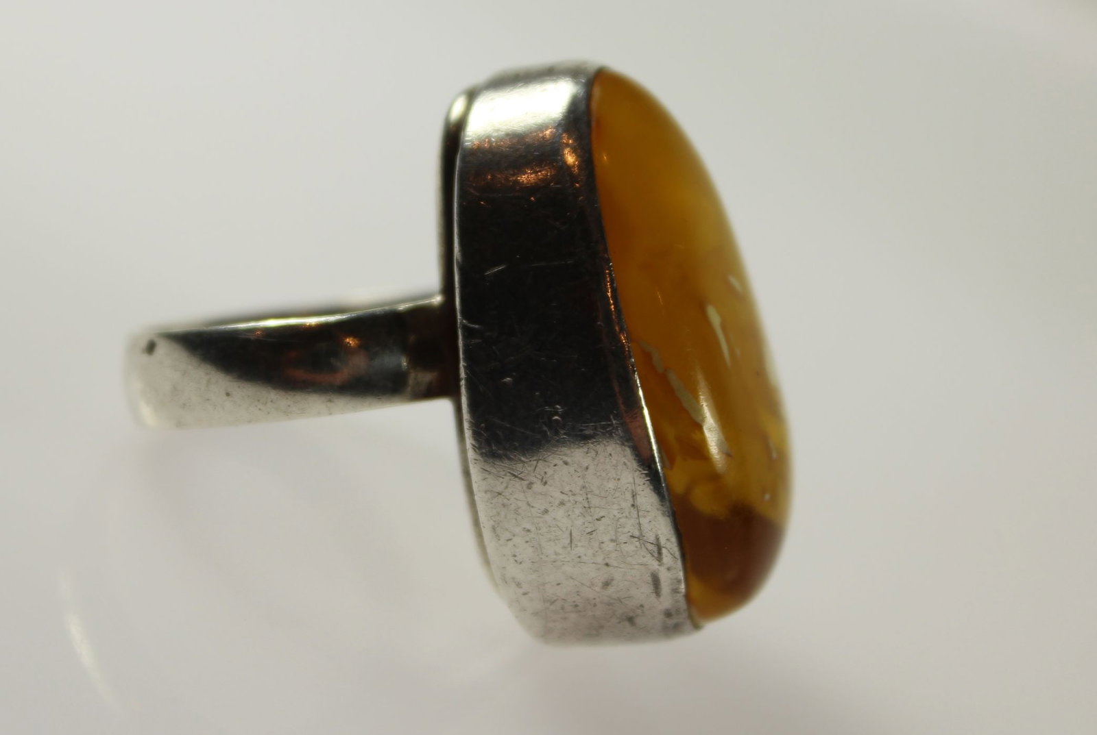 Stylish Butterscotch Amber Ring in Sterling (925) Silver - 3