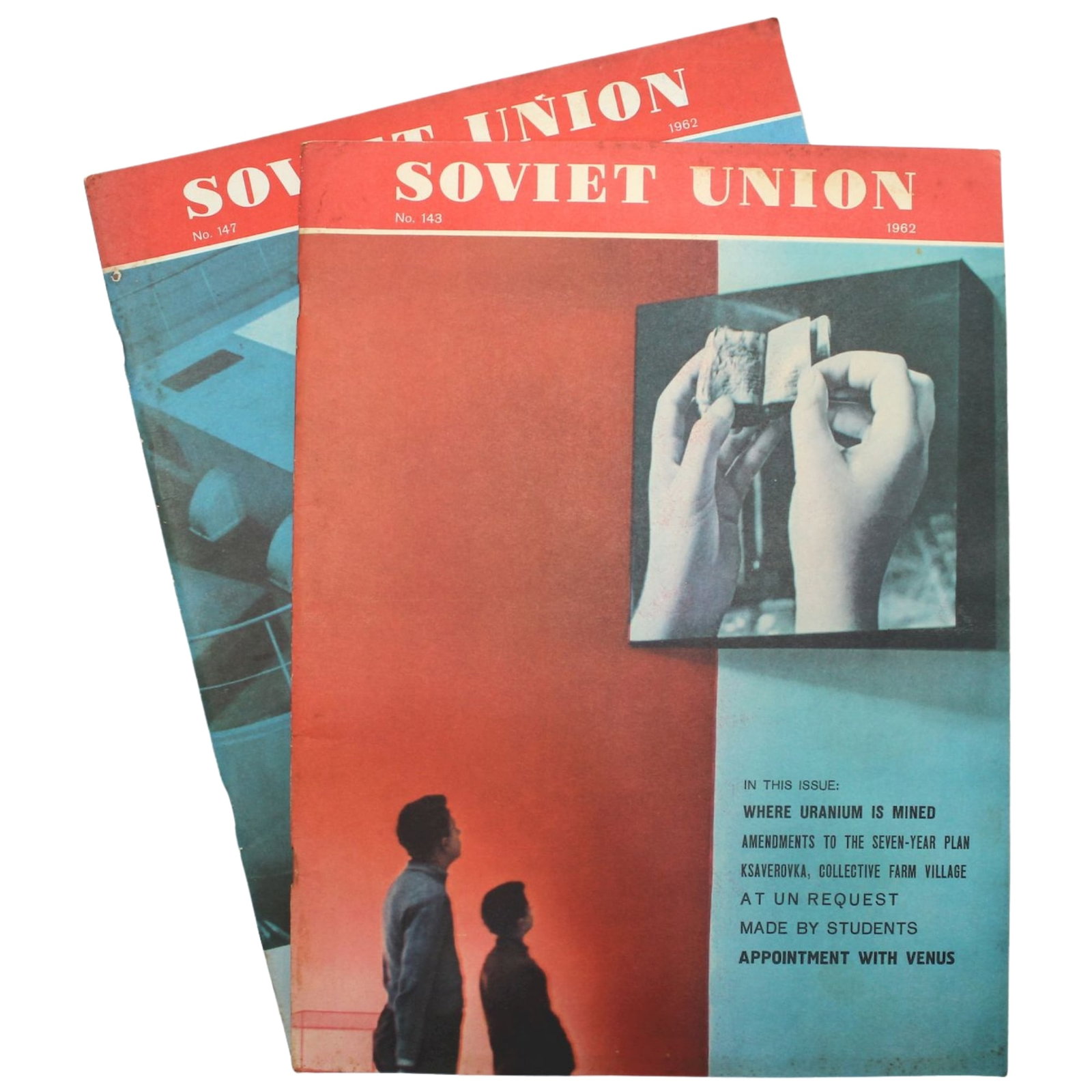 1962 Soviet Union Illustrated Monthly Magazines (2 items): No. 143 & 147 Medium Ephemera, Cards & Documents Exhibited Magazines