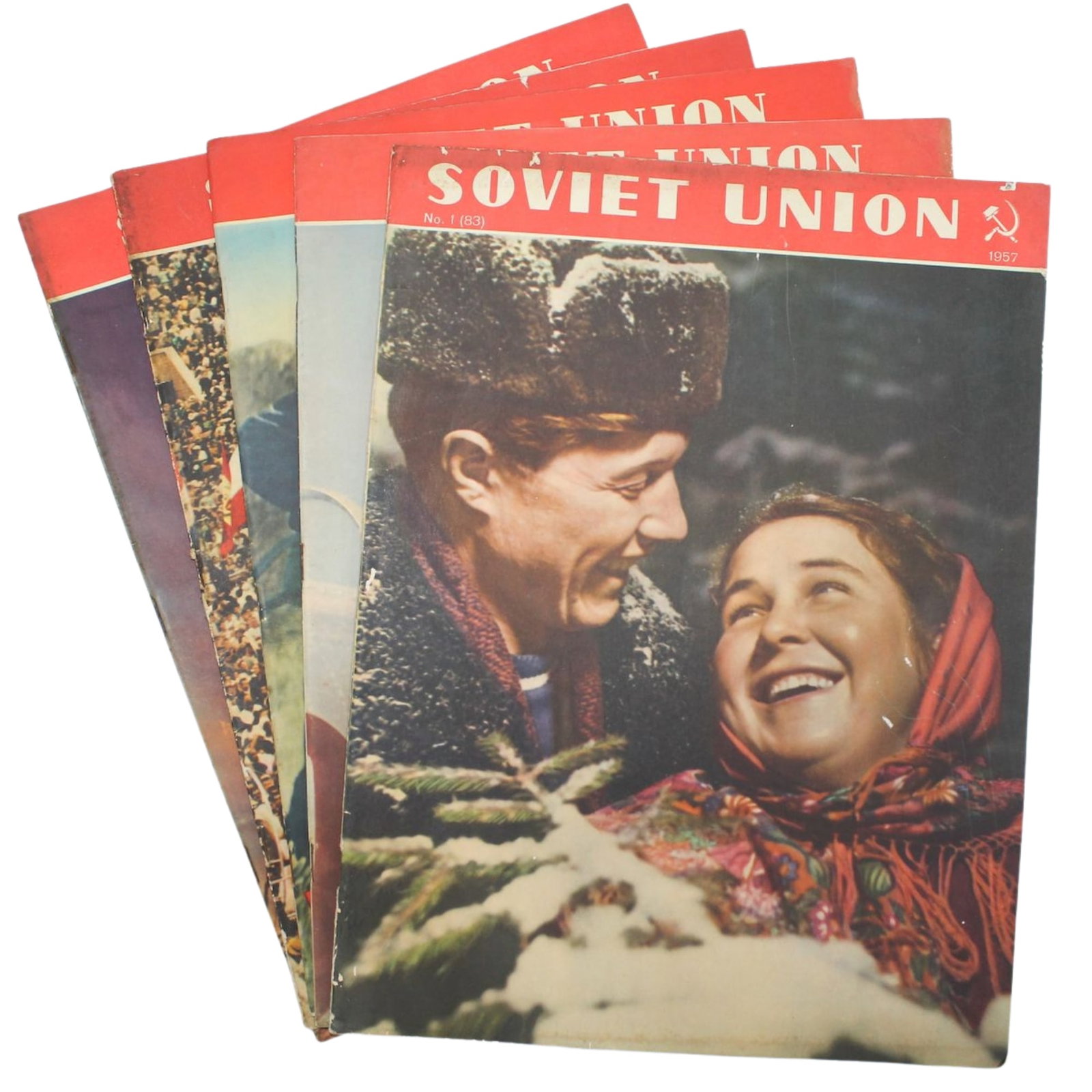 1957 Soviet Union Illustrated Monthly Magazines (5 items): No. 83, 88, 89, 91 & 94 Medium Ephemera, Cards & Documents Exhibited Magazines