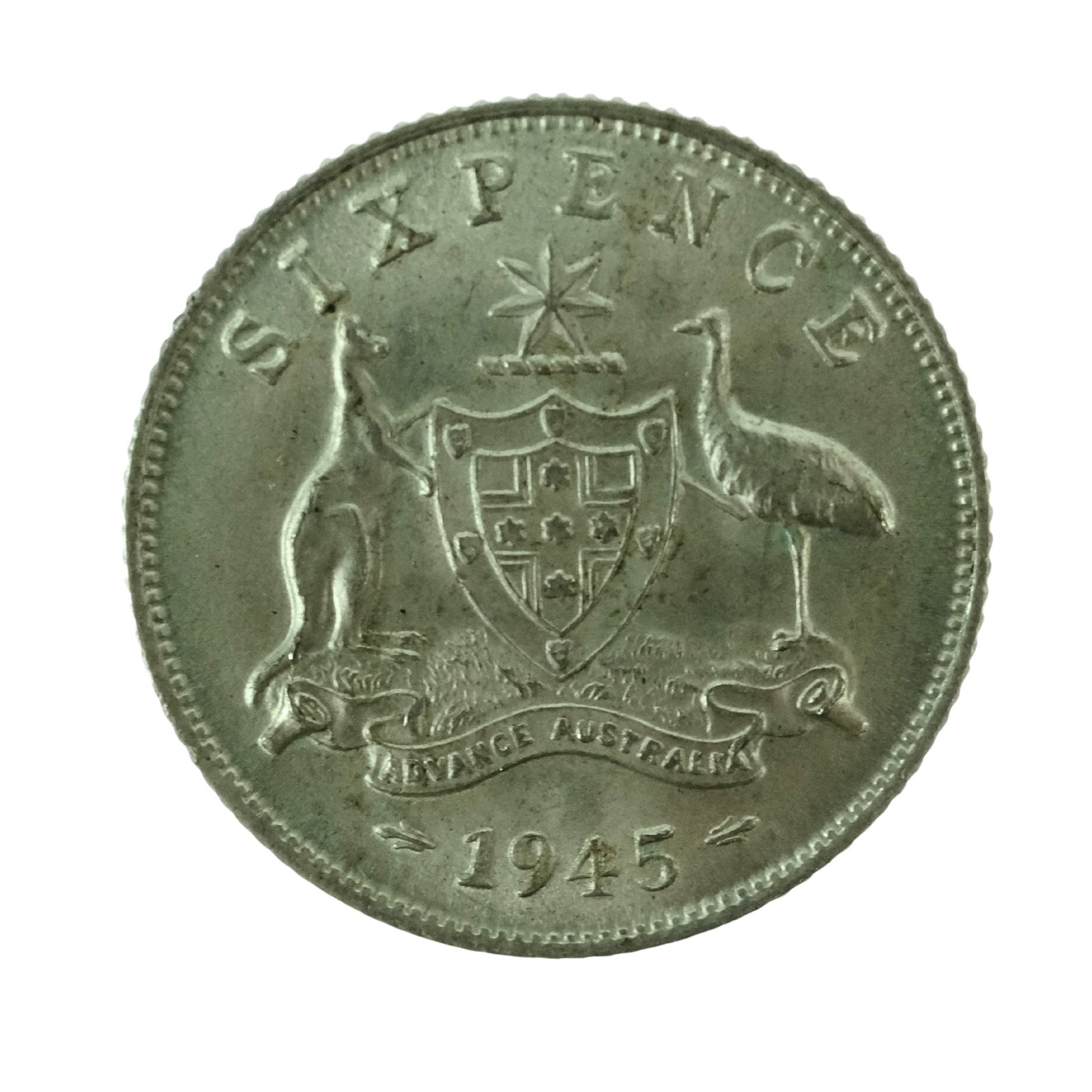 Australia 1945 Sixpence, Choice Uncirculated: George VI Medium Coins, Monies & Stamps Exhibited Coins, Australia & New Zealand