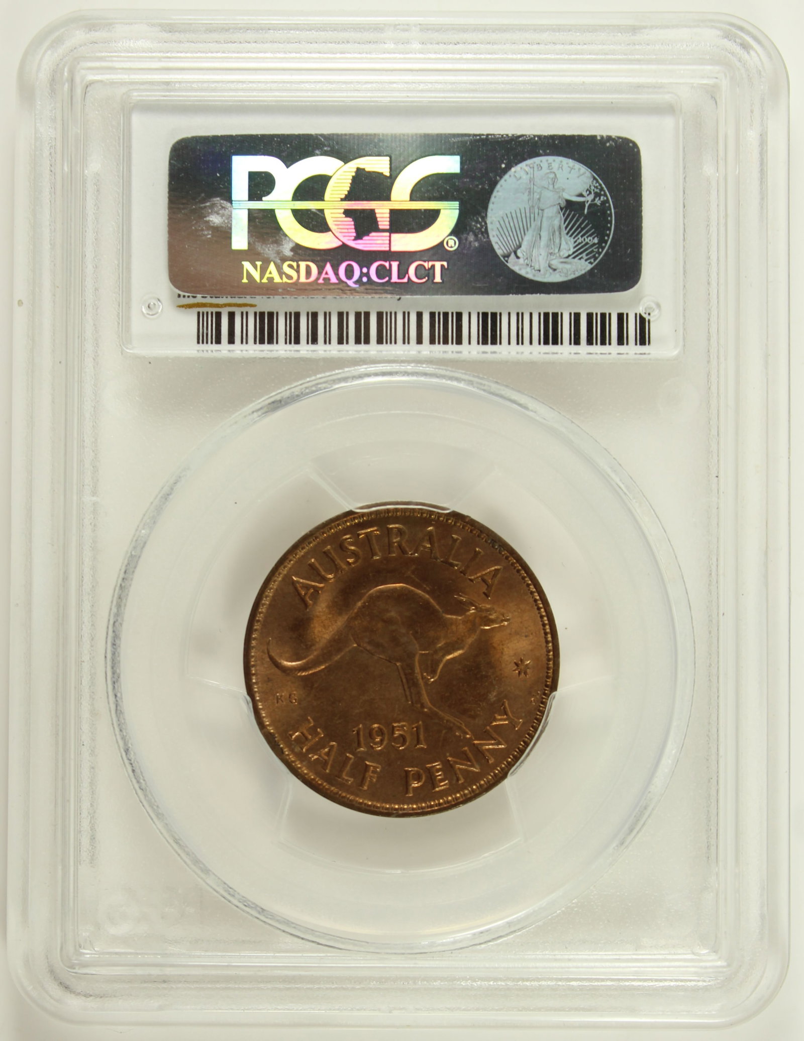 Australia 1951 PL Halfpenny. PCGS MS65 RD - 2