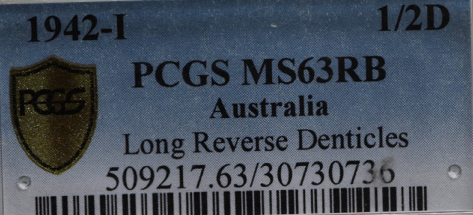 Australia 1942 I (B) 'Long Reverse Denticle' Halfpenny, PCGS MS63RB - 2