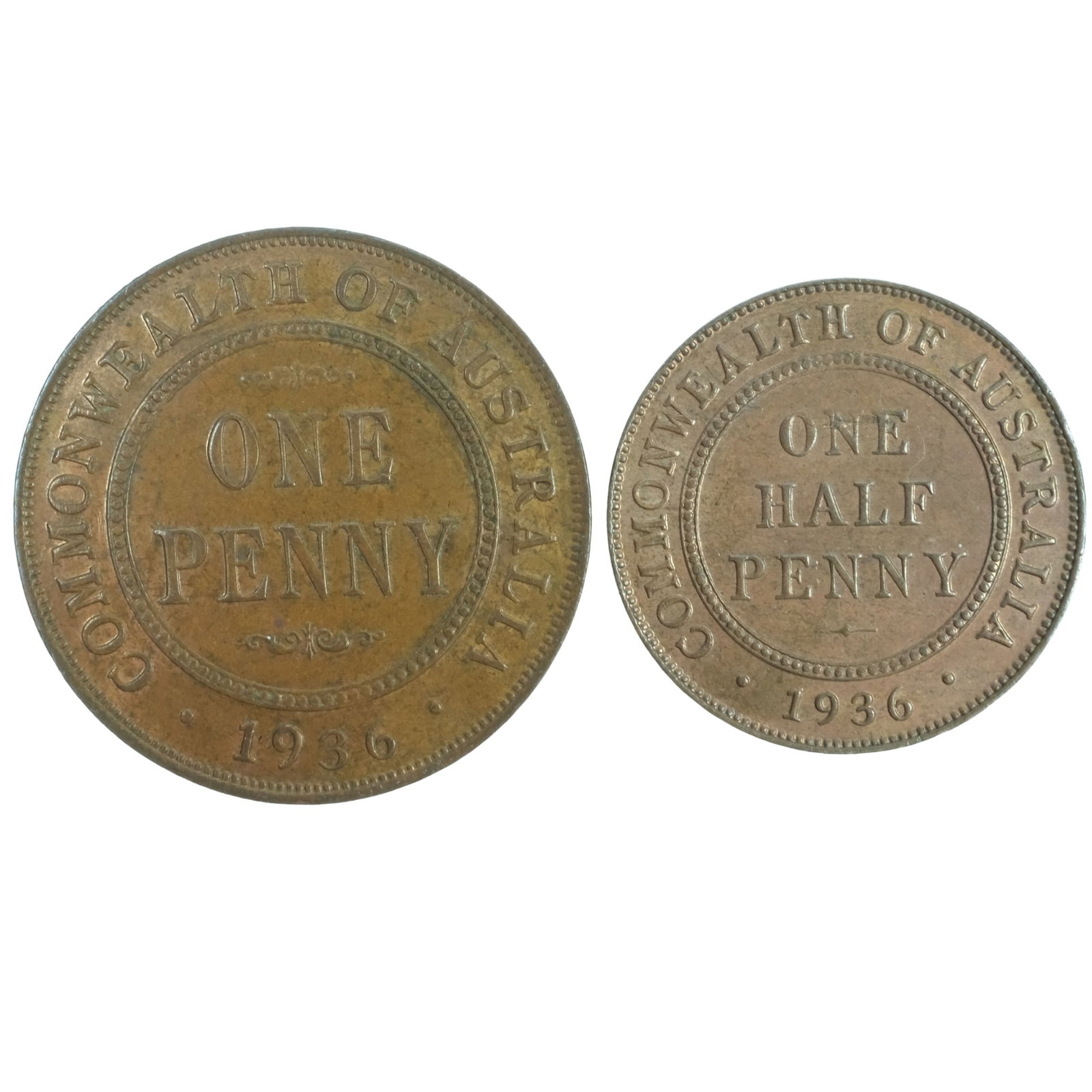 Australia 1936 Halfpenny & Penny, Choice Uncirculated with considerable even colour: Well matched Condition Considerable even colour Medium Coins, Monies & Stamps Exhibited Coins, Australia & New Zealand