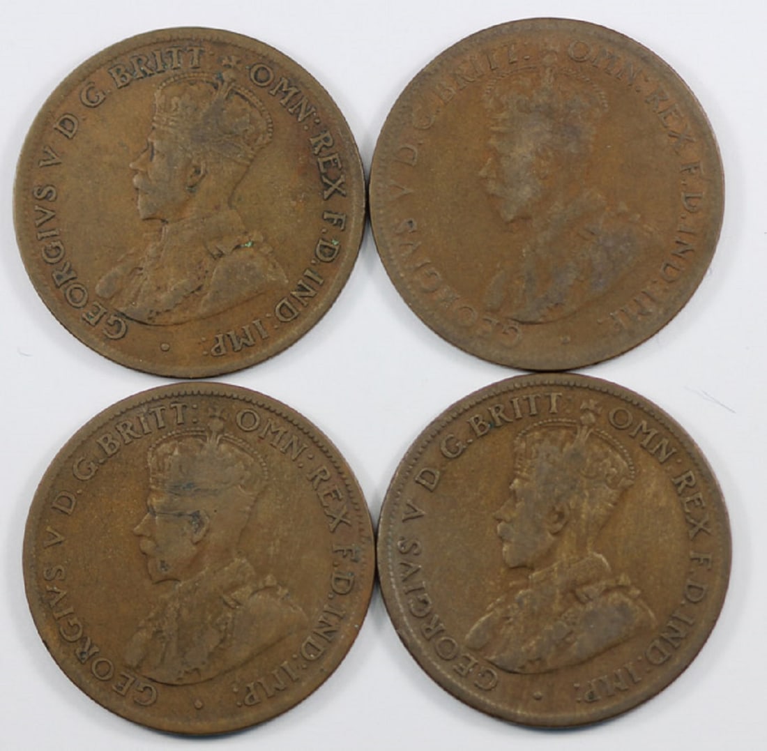 Australia 1921 Halfpenny 'Varieties', VG/Fine (4 Coins) - 2