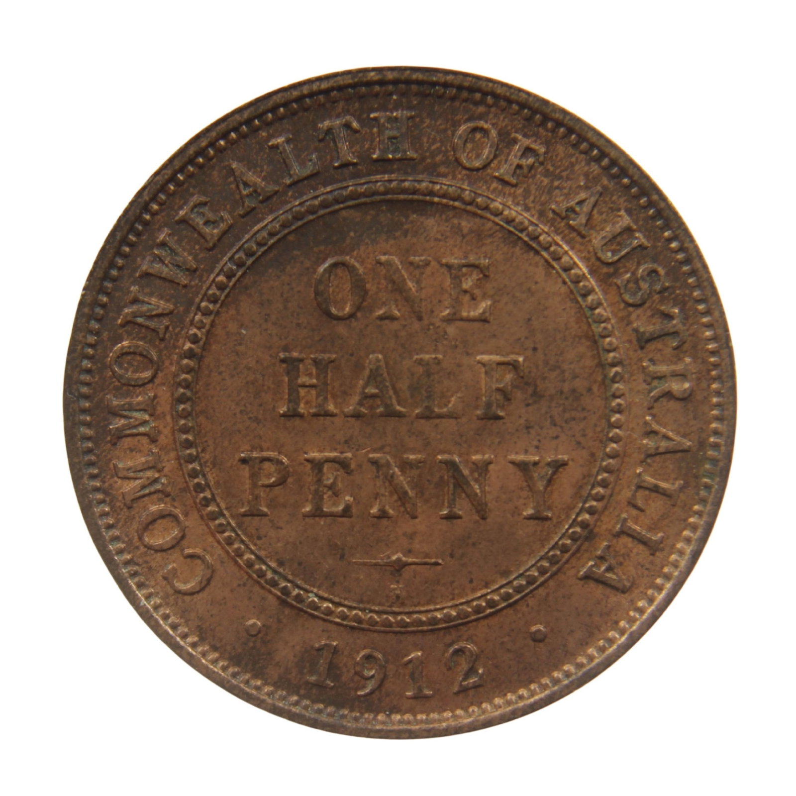 Australia 1912 H Halfpenny, Choice Uncirculated: George V Condition Red & Brown Medium Coins, Monies & Stamps Exhibited Coins, Australia & New Zealand