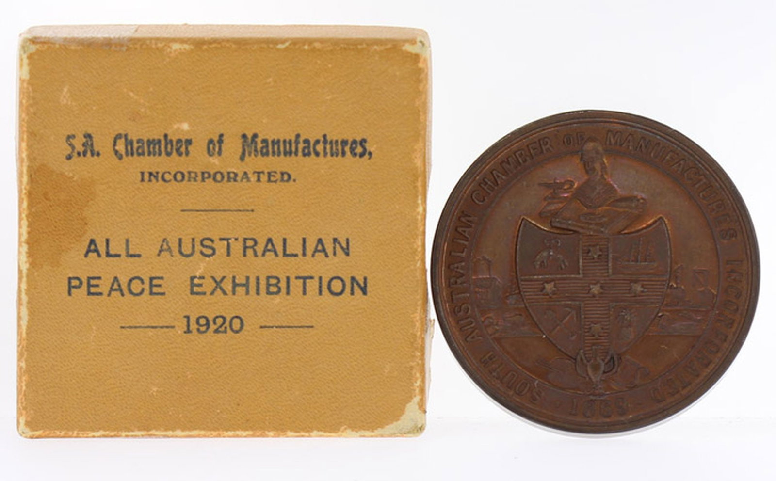 Australia 1920 Bronze Prize Medal, All Australian Peace Exhibition, Unc, Original Presentation Box - 2