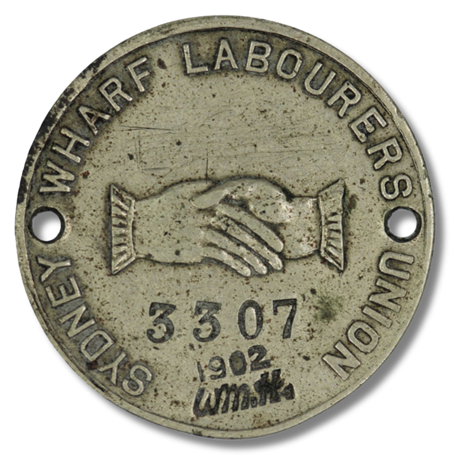 Australia 1902 Sydney Wharf Labourers Union Badge, good Very Fine: No. 3307. Scarce Size Diameter 26mm Medium Coins, Monies & Stamps Exhibited Medals & Medallions