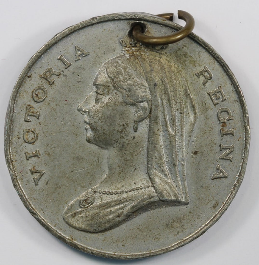 Australia Victoria 1897 Diamond Jubilee Medalet, White Metal, Granville NSW, Extremely Fine (holed) - 2