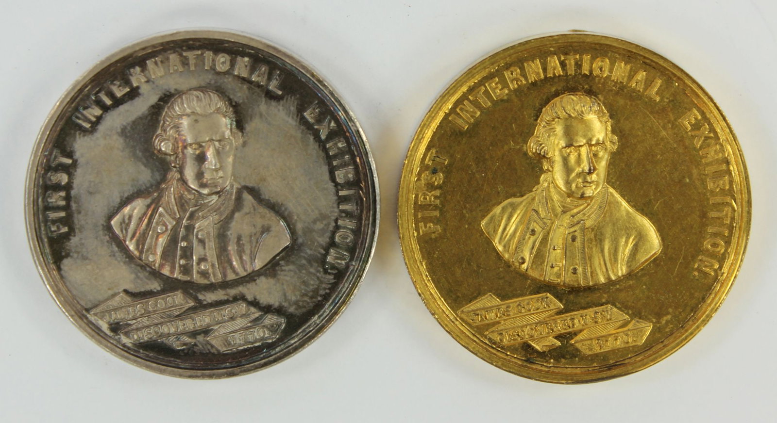 Australia 1879 'First International Exhibition' Medals in Silver & Gilt Bronze, Choice Uncir (2) - 2