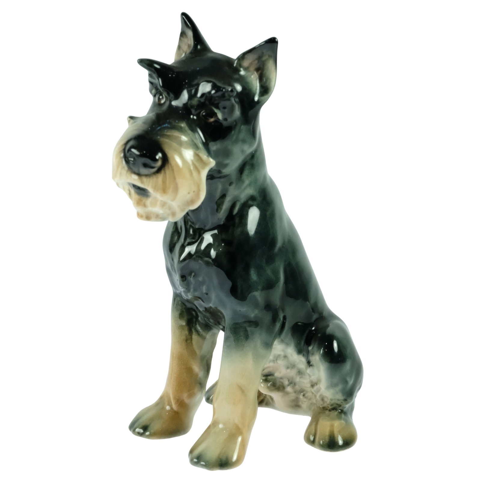 Goebell (W German) Porcelain Figurine of a seated Schnauzer: . Size Stands 13cm