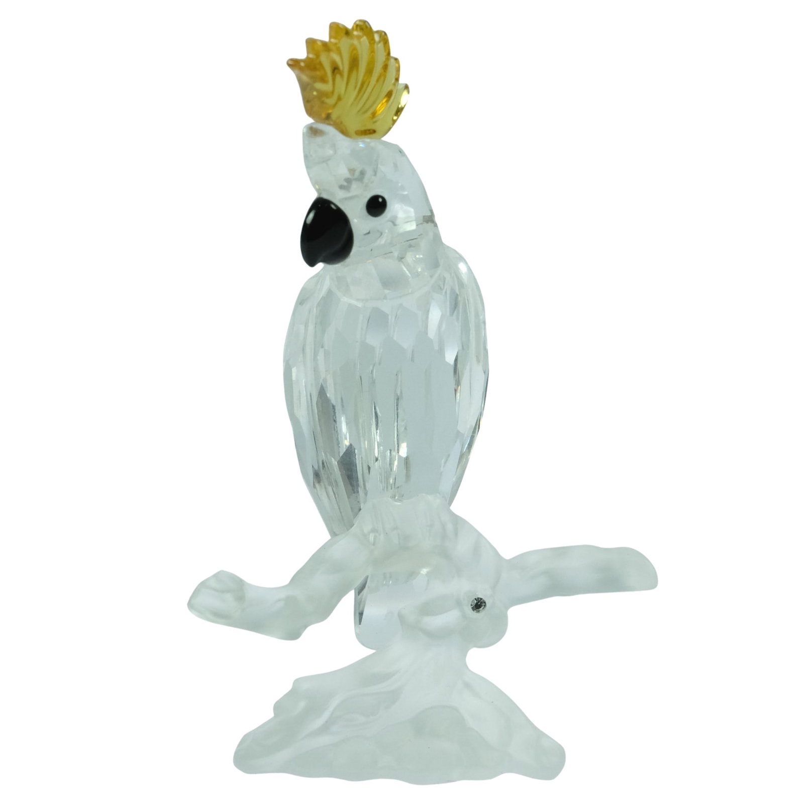 Small Swarovski Silver Crystal Sulphur-Crested Cockatoo with Colour Highlights: . Size Stands 8cm Medium Glass