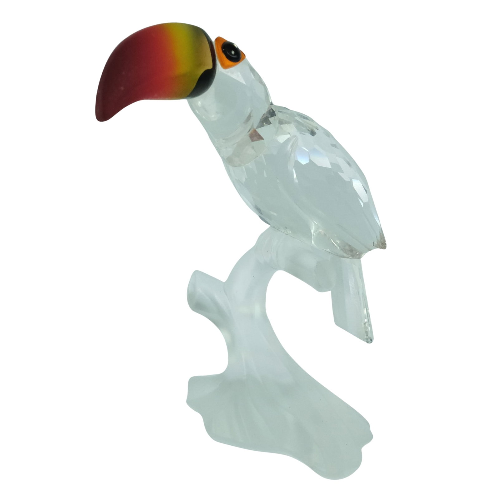 Small Swarovski Silver Crystal Toucan with Colour Highlights: . Size Stands 8.5cm Medium Glass