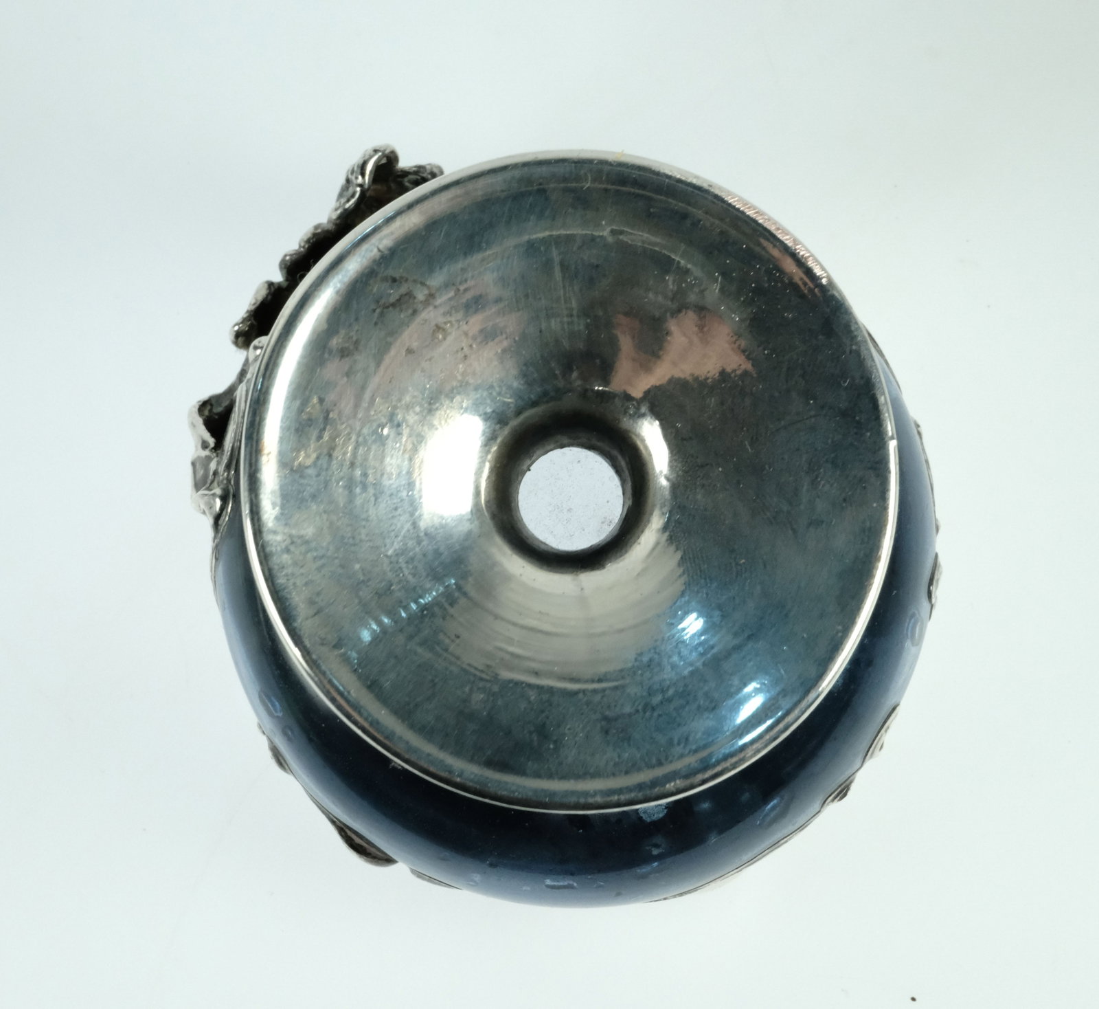 Art Nouveau Silver-plate Ashtray with Double Blue Glass Receptacle - 3
