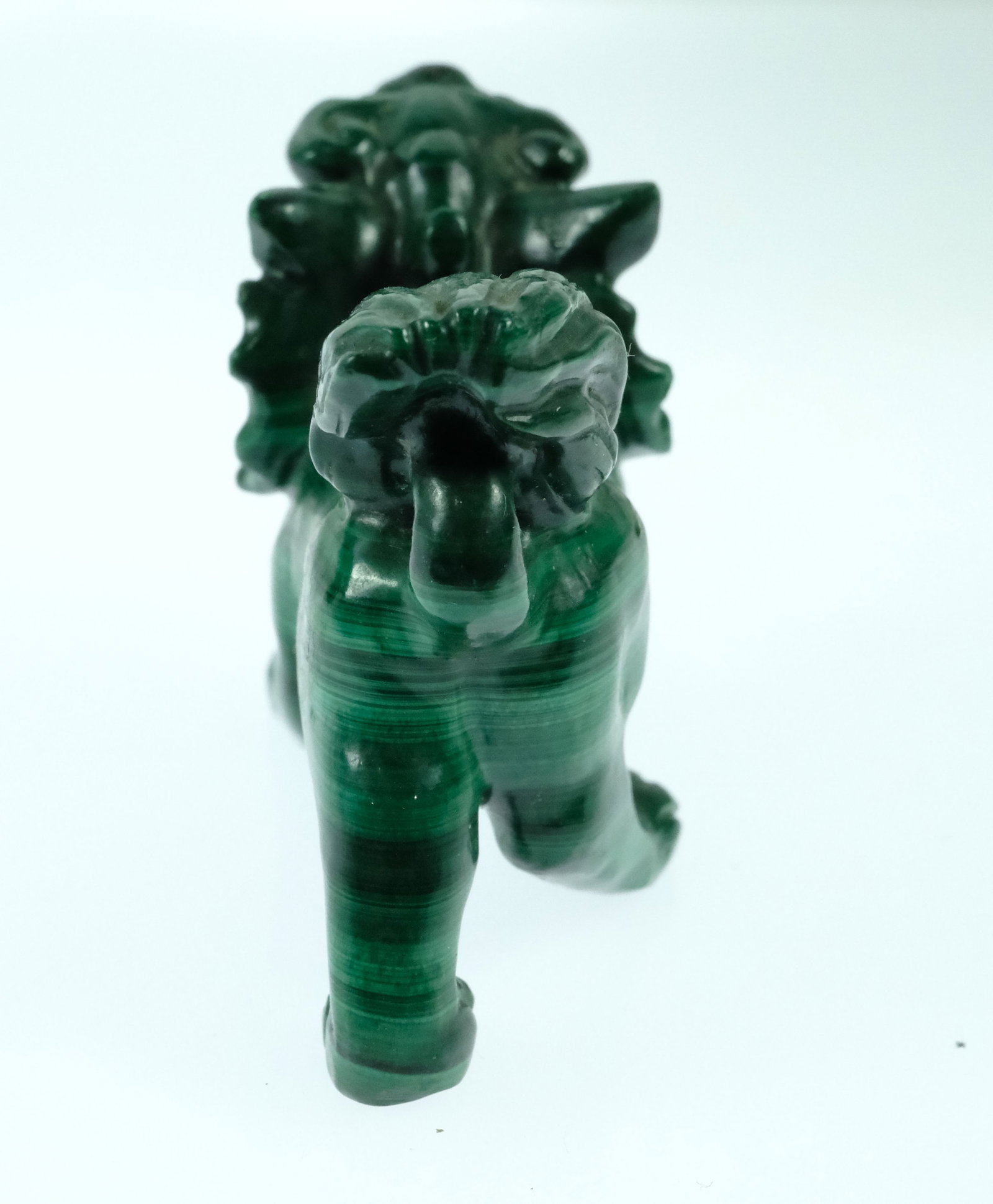 Miniature Chinese Foo Dog in carved Malachite - 5