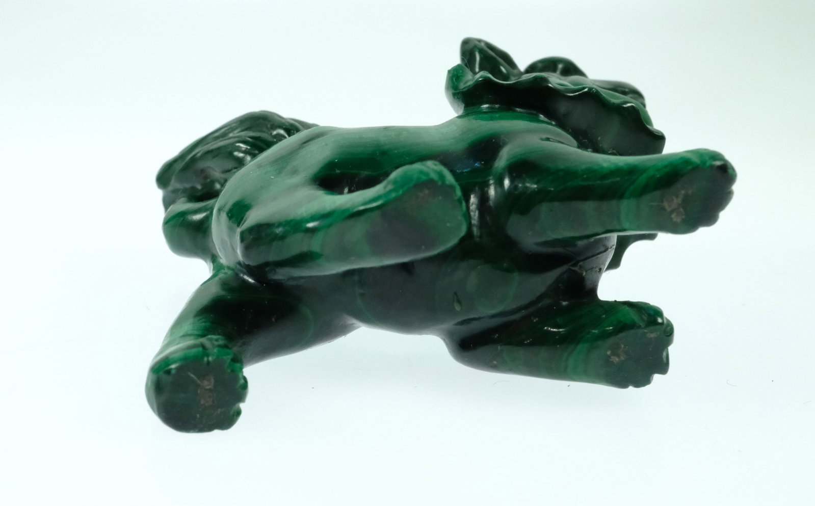 Miniature Chinese Foo Dog in carved Malachite - 6