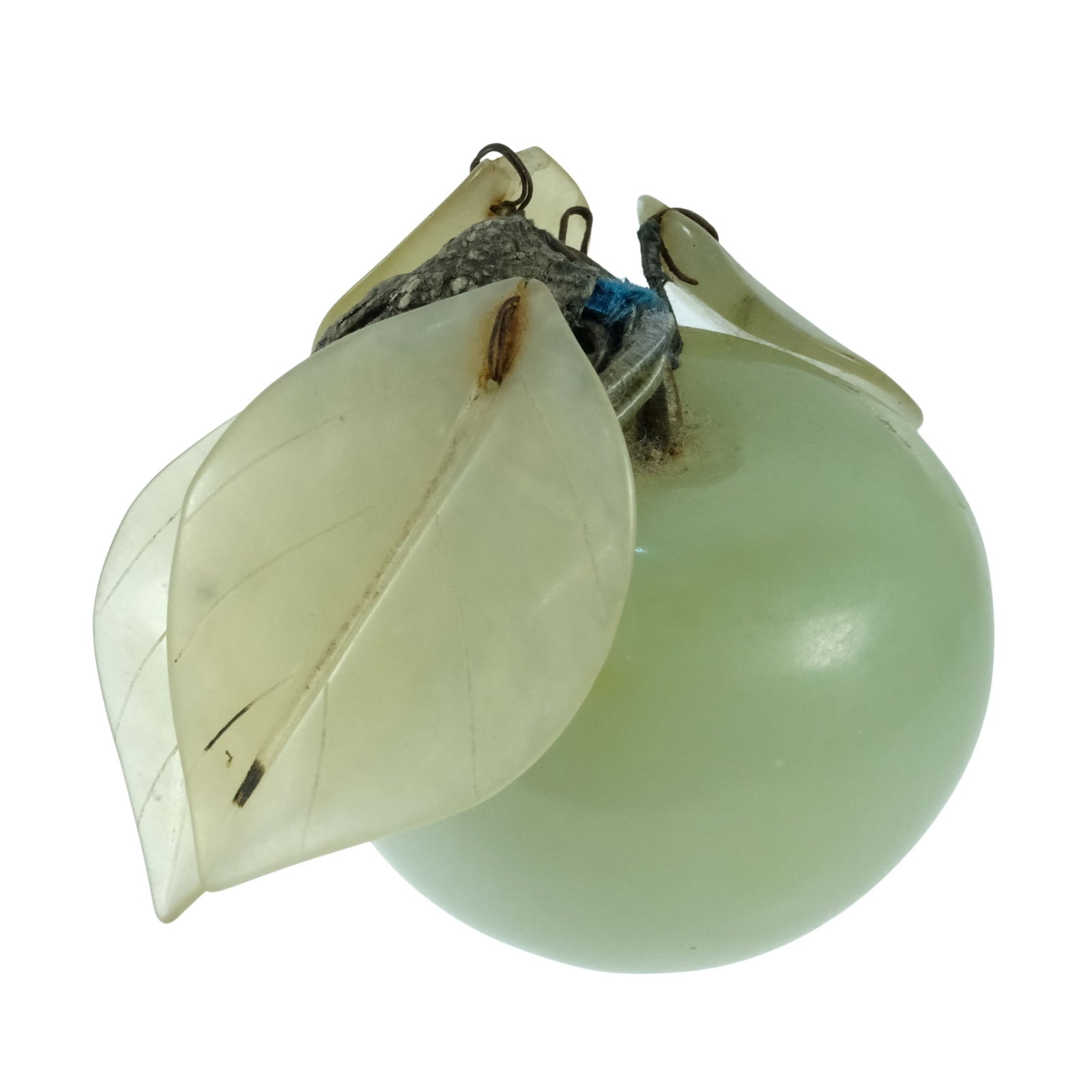 Chinese Green Jade Apple: Decorative Size Stands 7cm Condition Small loss to one leaf Medium General