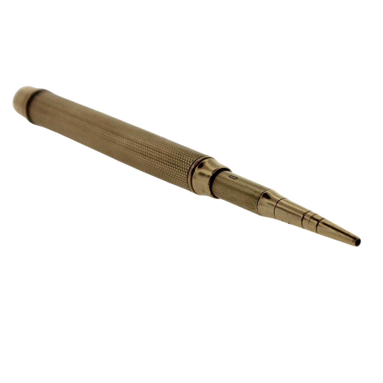 Antique Retractable Pencil in 9ct Yellow Gold: 'Goldsmiths & Silversmiths Co Ltd London, 1921 Size Total weight 27.05gms Medium Pens