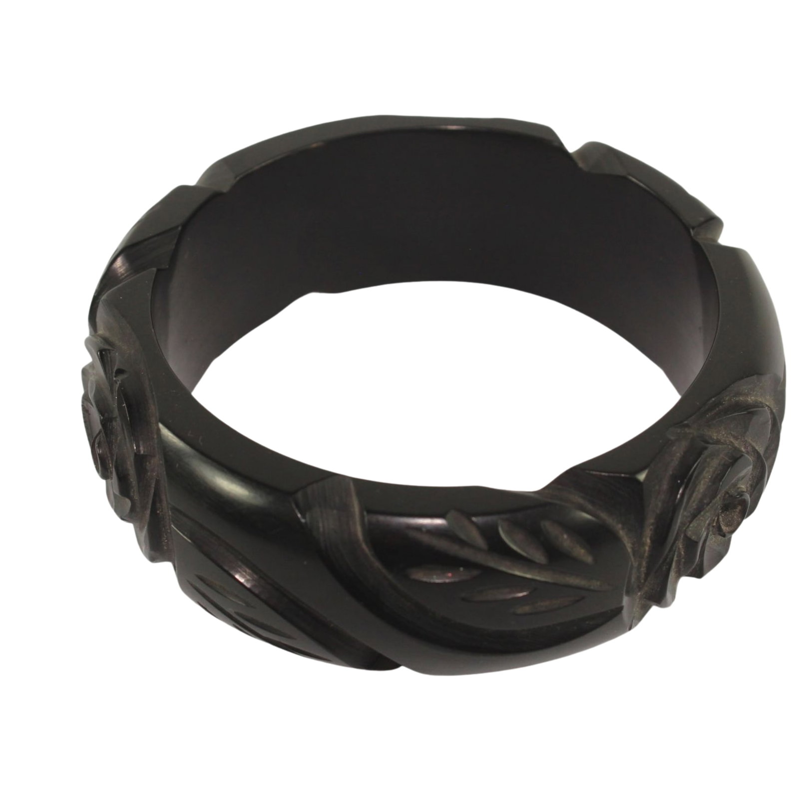 Acrylic Bangle with Incuse Floral Design: . Size Diameter 80mm Medium Bracelets Exhibited Bangle