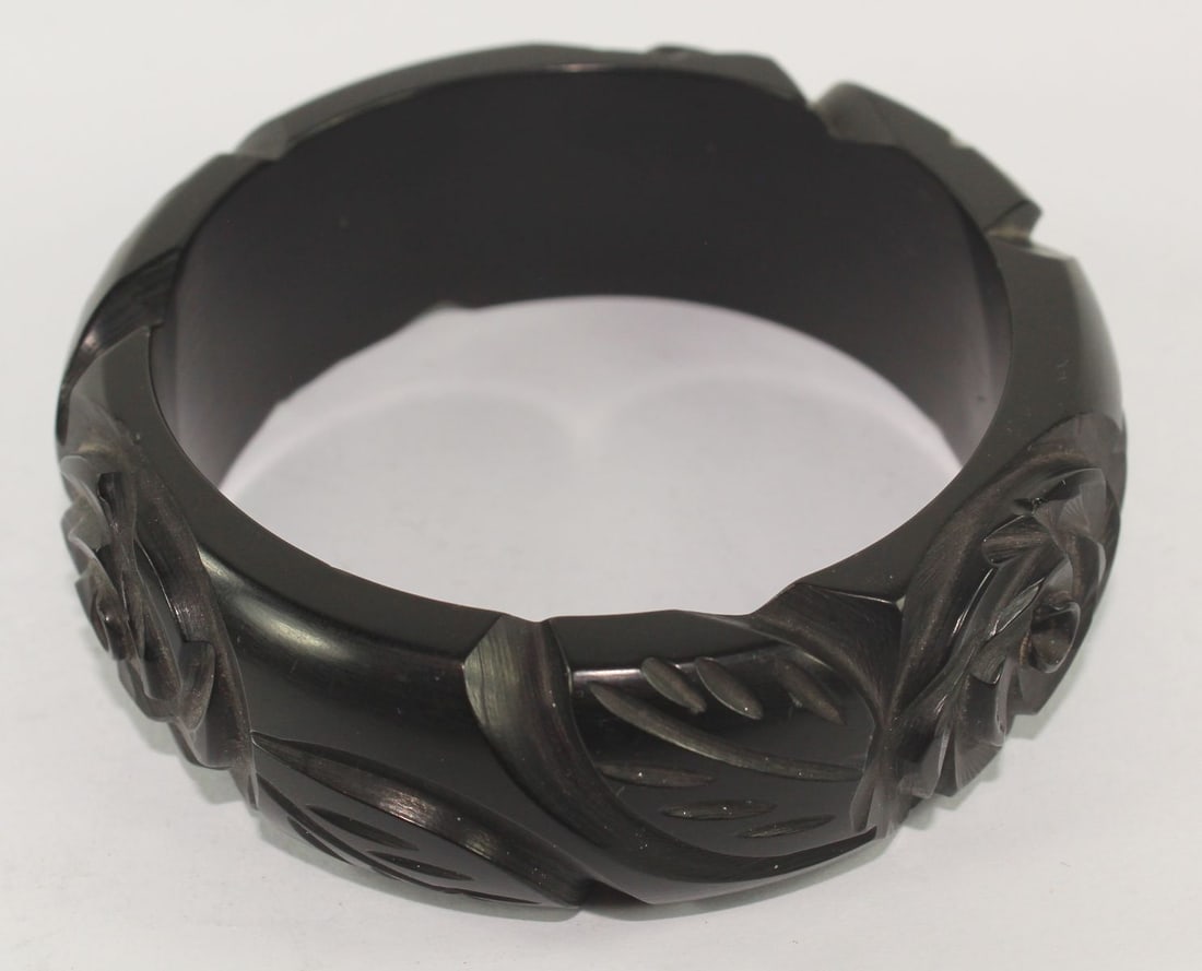 Acrylic Bangle with Incuse Floral Design - 2