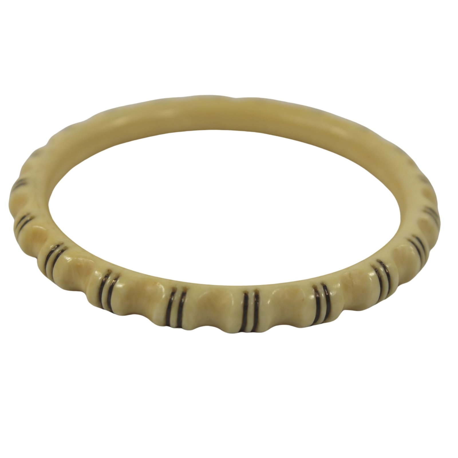 Bangle with Sterling (925) Silver inlay: Ivory Size Diameter 80mm Medium Bracelets