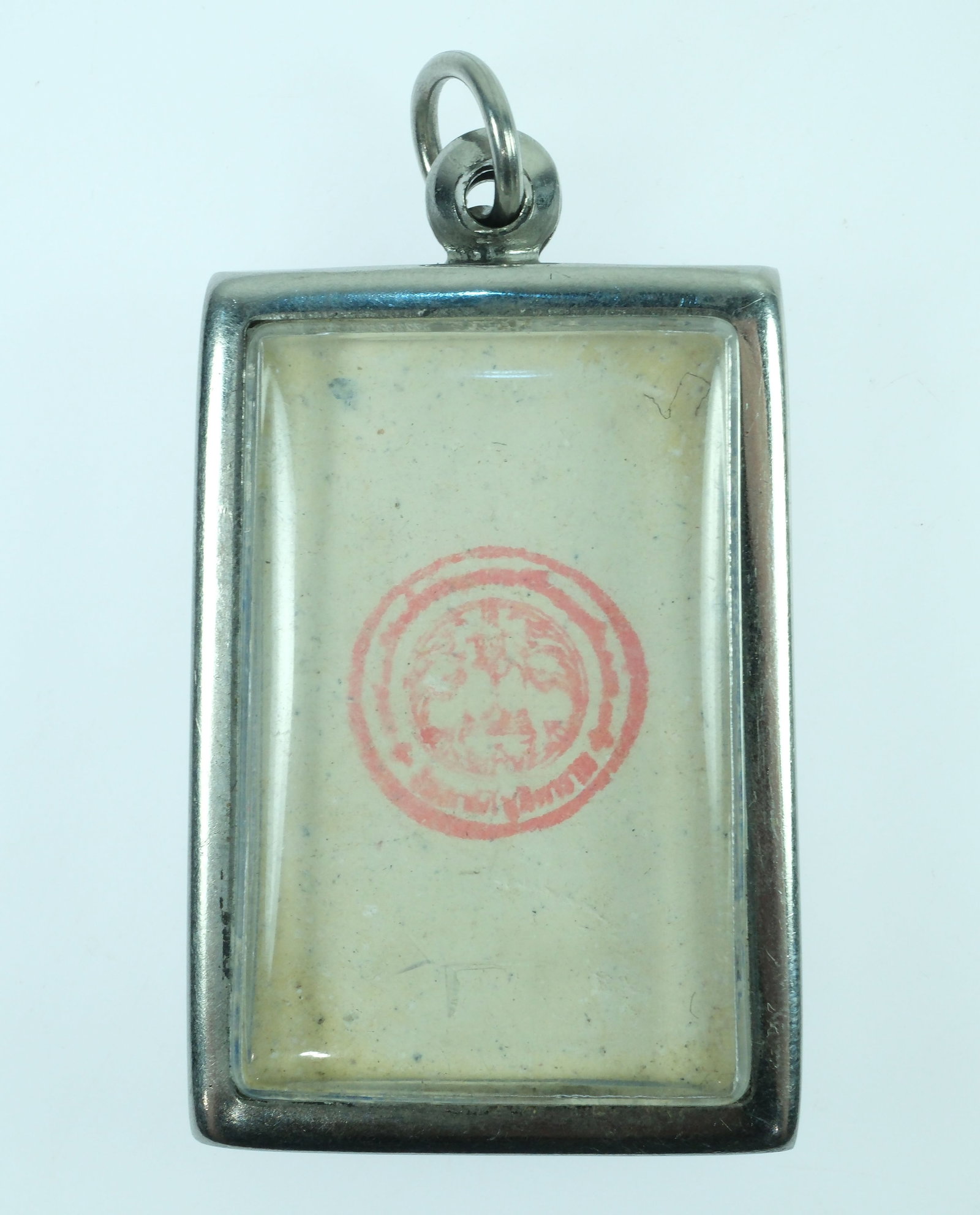 Vintage Buddha Pendant in White Ceramic housed Cu-Ni Frame - 2