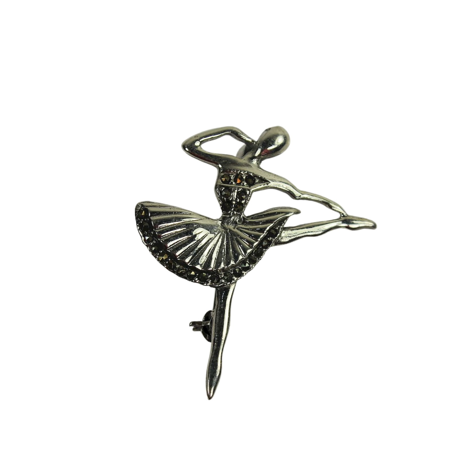 Ballerina Brooch in Sterling (925) Silver with Marcasite highlights: To point Size 4x3.5cms Medium Pins & Brooches Exhibited Sterling Silver