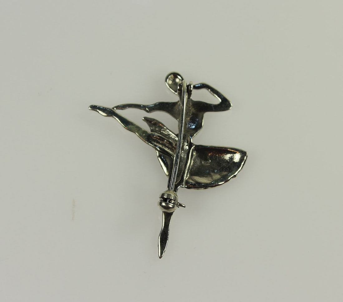 Ballerina Brooch in Sterling (925) Silver with Marcasite highlights - 2