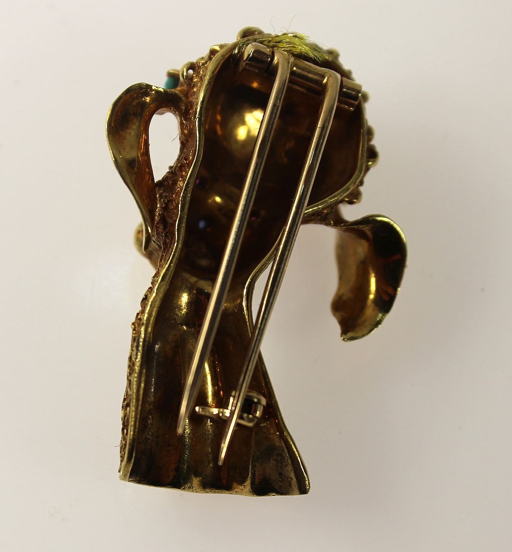 Exquisite Designer 'Poodle' Brooch in 17ct Yellow Gold - 2