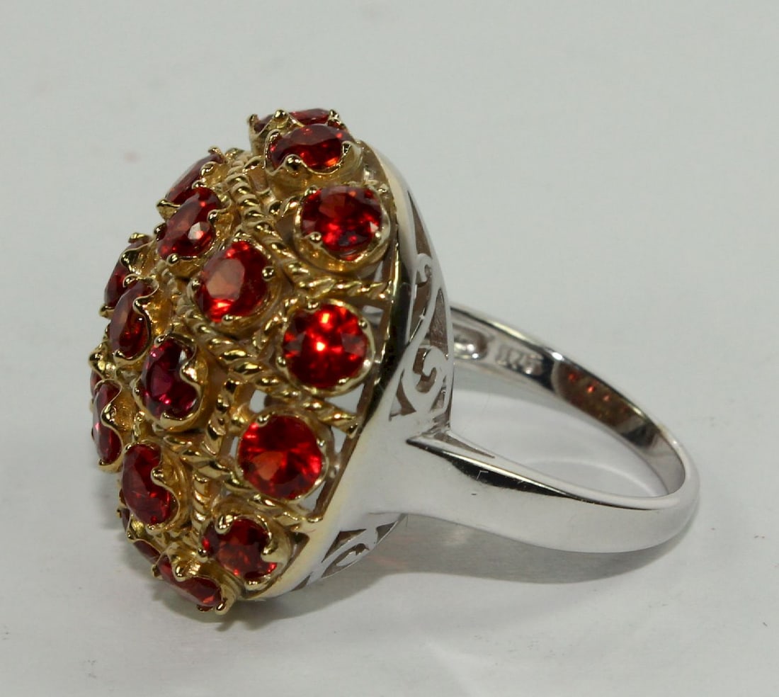 Red Spinel Cocktail Ring set in Yellow Gold with a 9ct White Gold Shank - 2