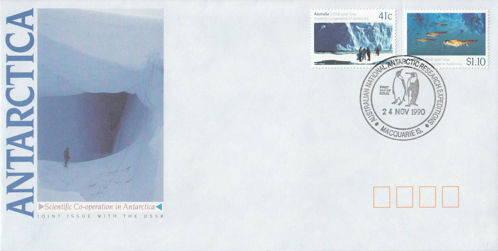 Australia / USSR 1990 Joint Issue 'Antarctic Territory' First Day Covers, as issued (11 items) - 2