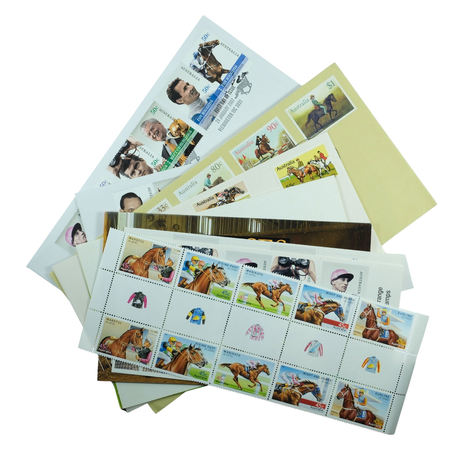 Australia 'Horse Racing' themed Philatelic items, (10), Mint Condition: As issued Medium Coins, Monies & Stamps
