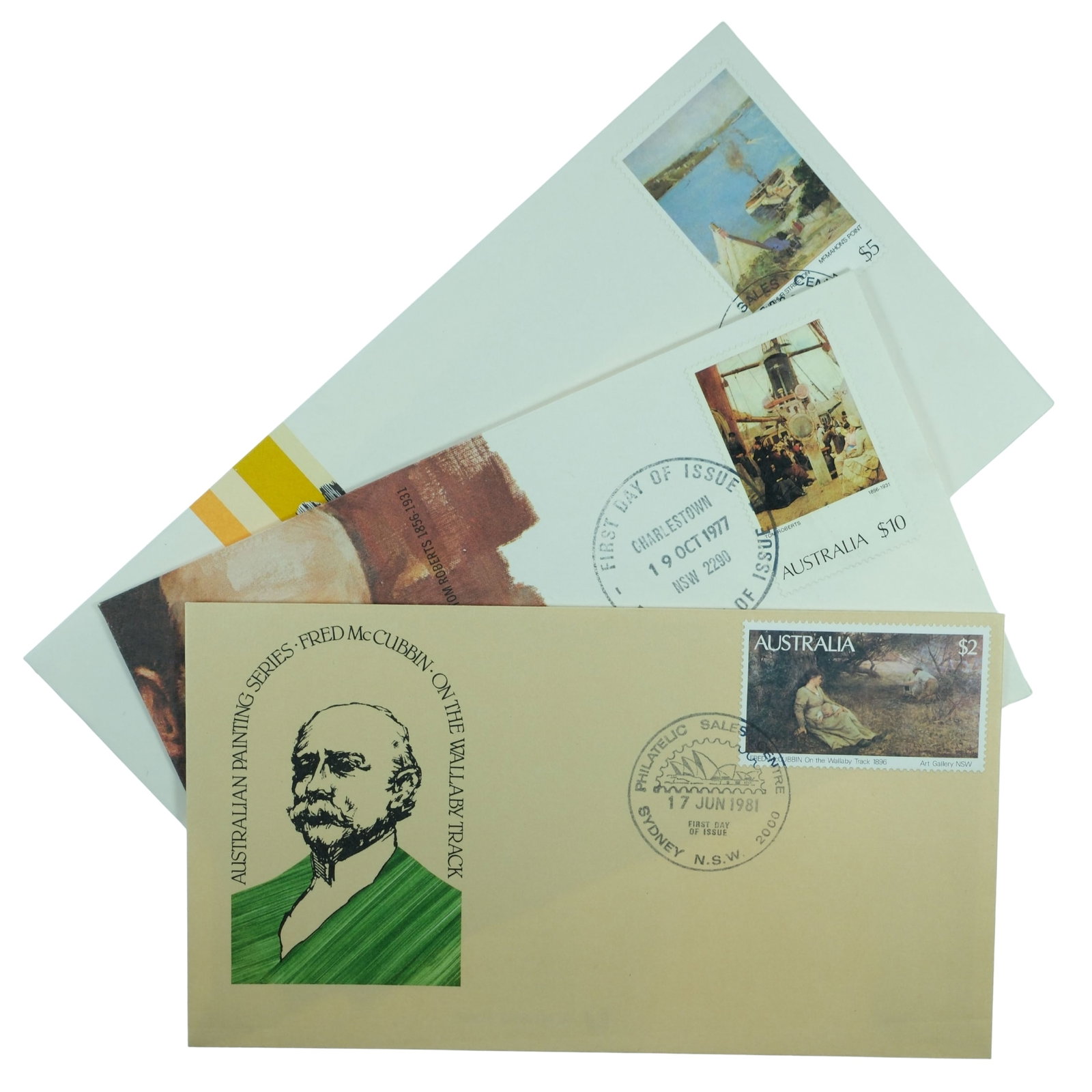 Australia c 1977- 81 'High Value' FDCs, (3) Mint Condition: As issued Medium Coins, Monies & Stamps