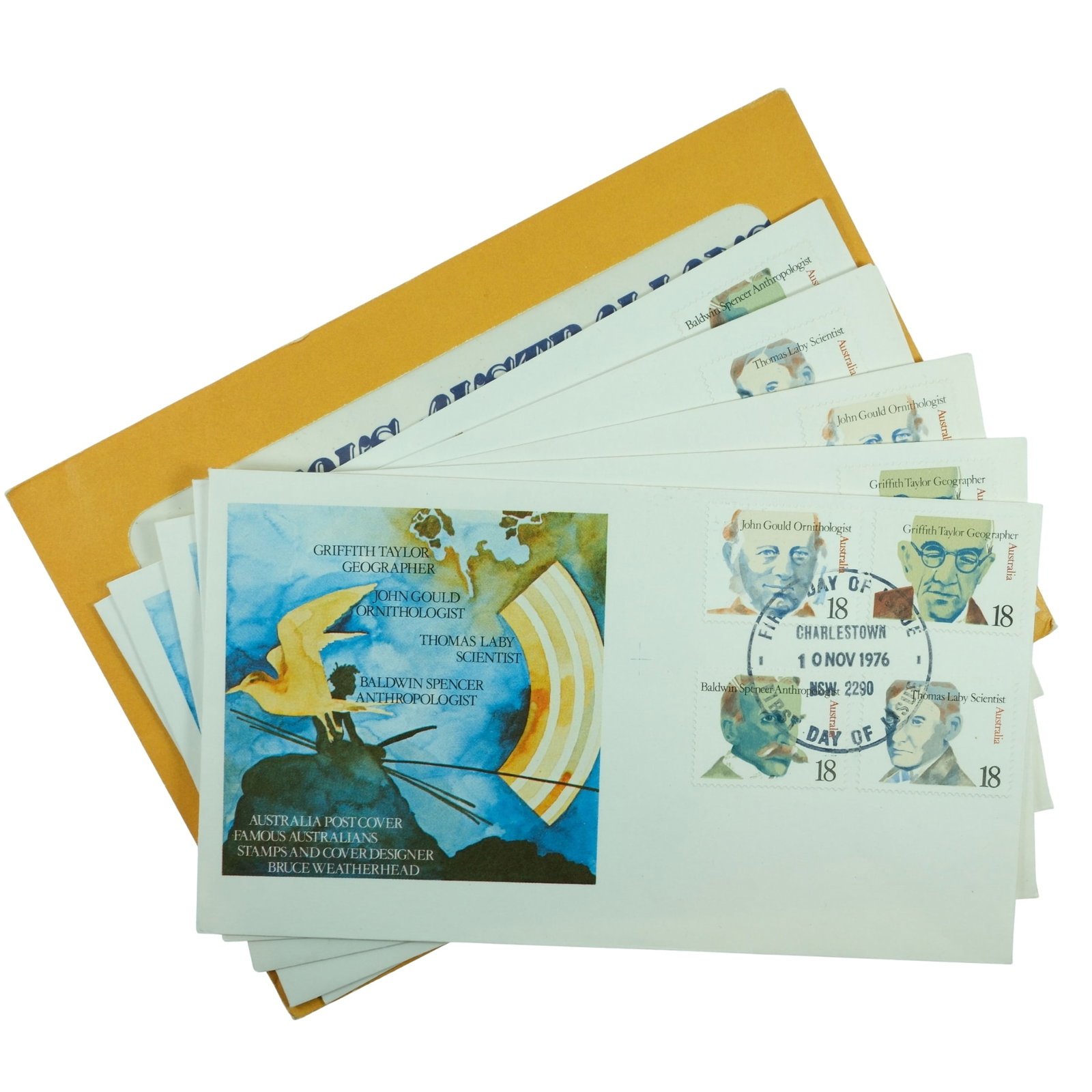 Australia 1976 'Famous Australians' FDC's (6), Mint Condition: As issued Medium Coins, Monies & Stamps
