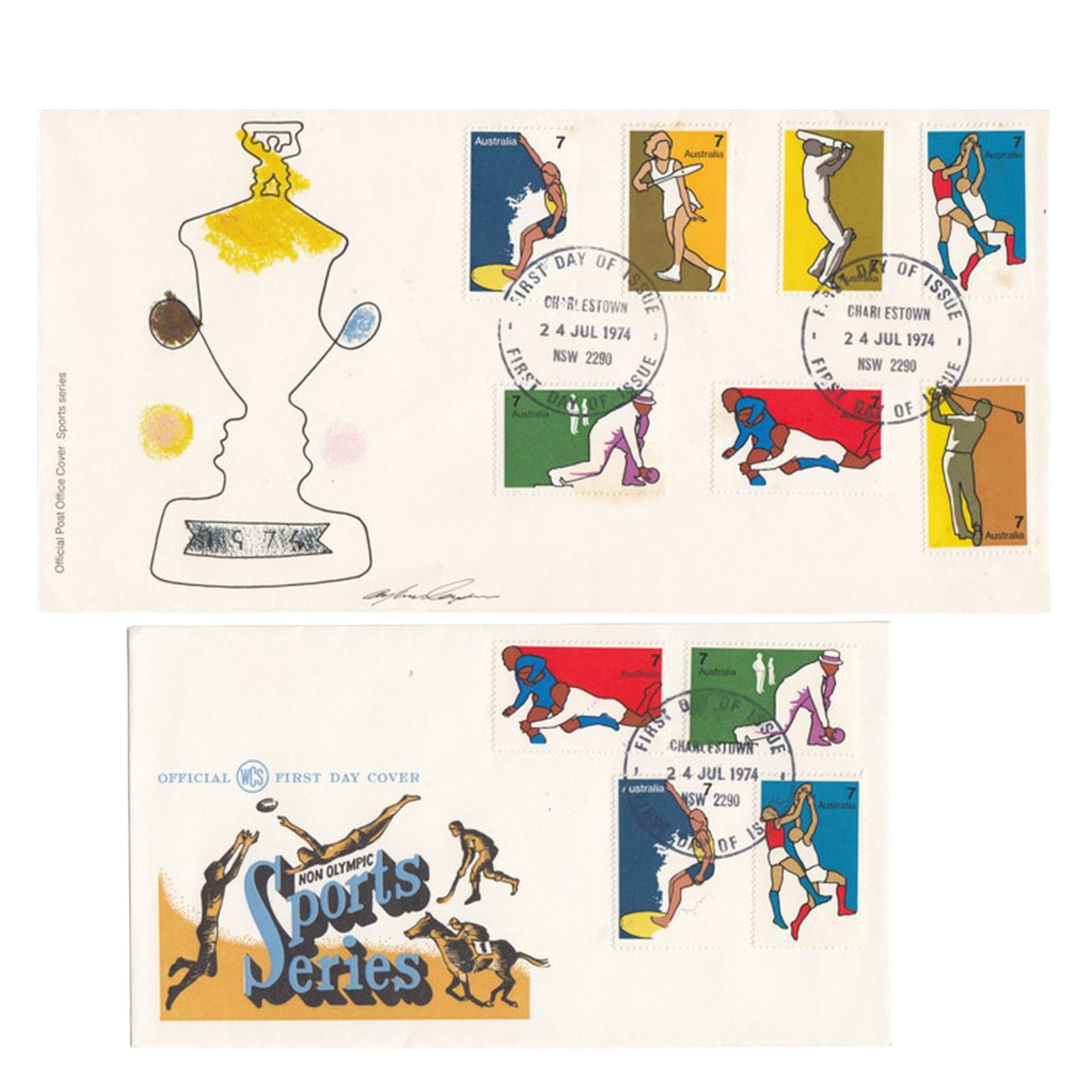 Australia 1974 'Non-Olympic Sports' Stamp issues (5 items): . Medium Coins, Monies & Stamps