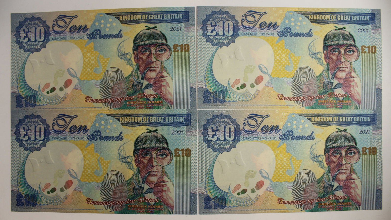 Kingdom of Great Britain 'Sherlock Holmes' Fantasy £10, Uncirculated (4 Consecutive Serial Note - 2