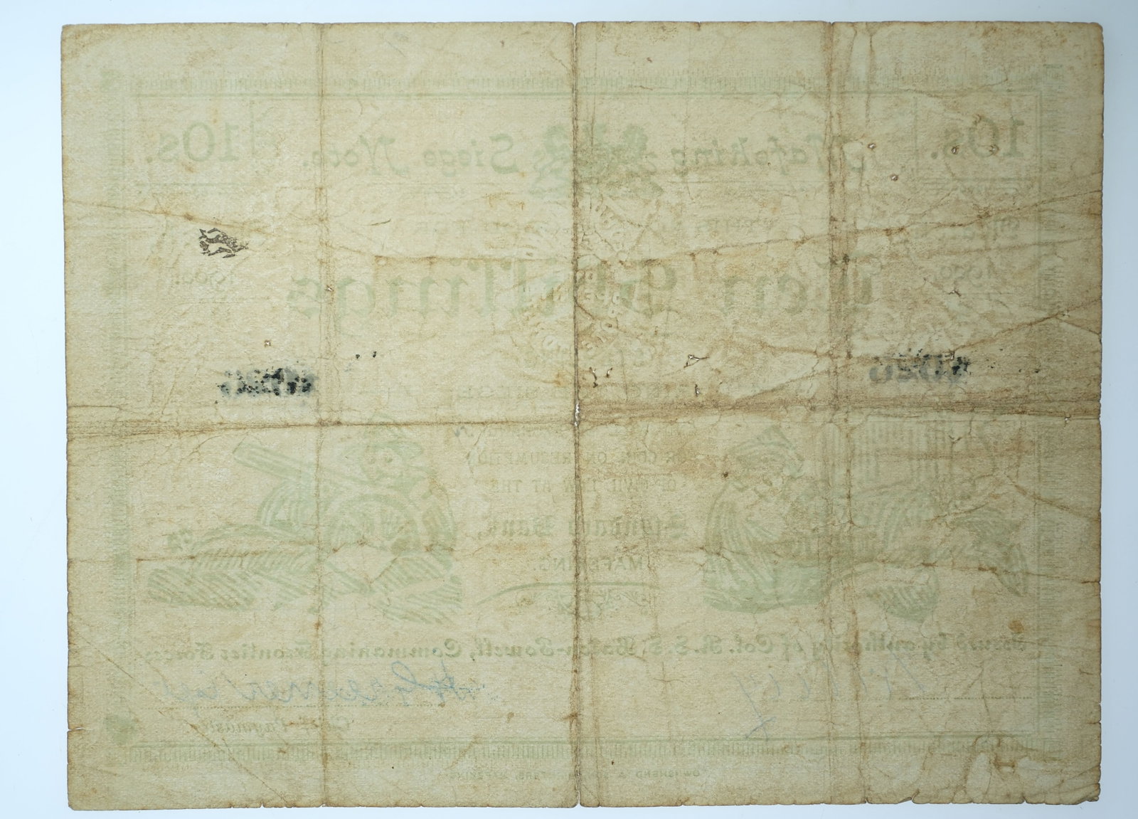 Anglo - Boer War - South Africa Mafeking Siege Issued 10/- with 'error' spelling, Fine details - 2